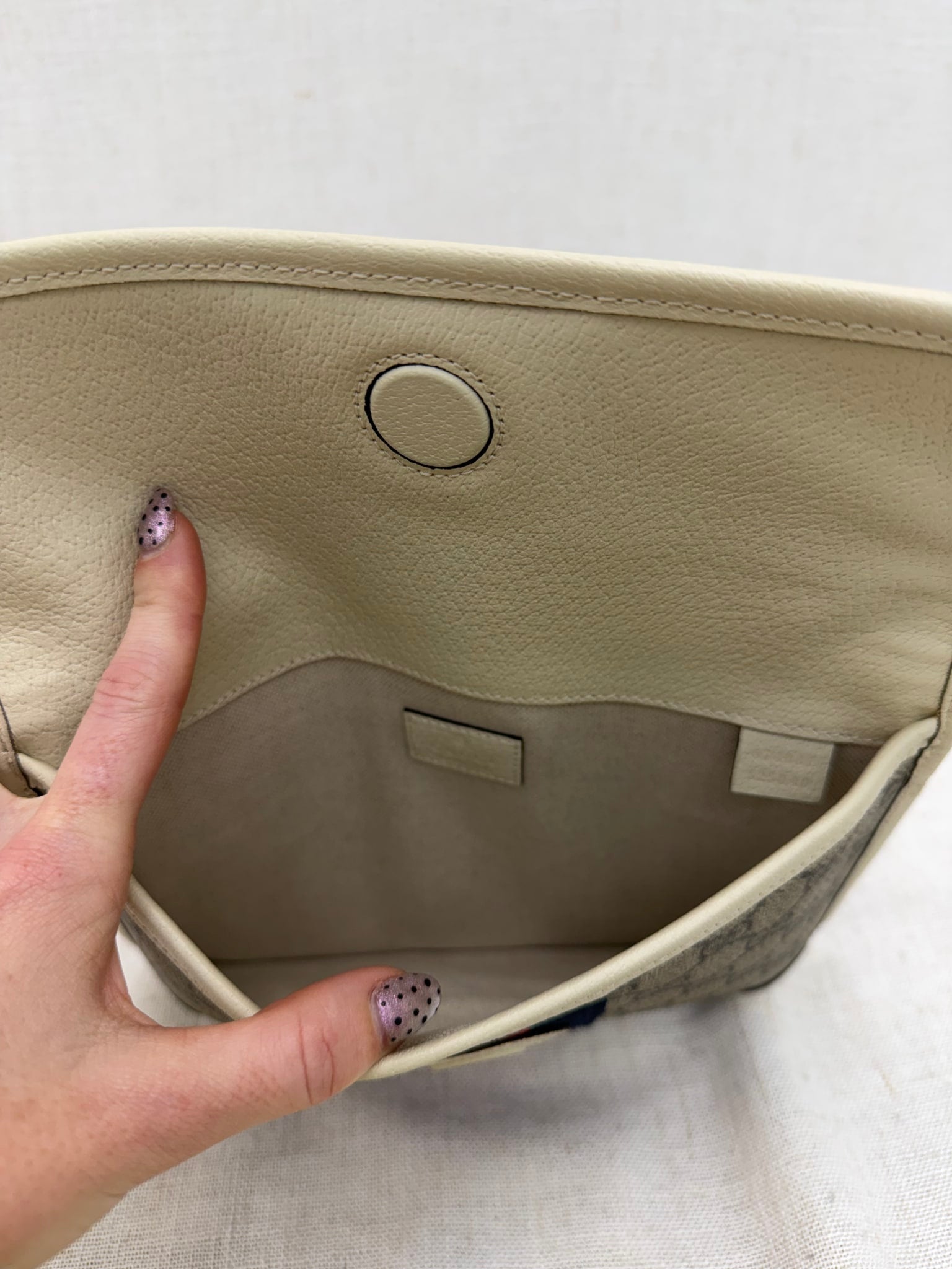 BRAND NEW- Gucci Beige Supreme Coated Canvas Ophidia Web Belt Bag Size 80/32