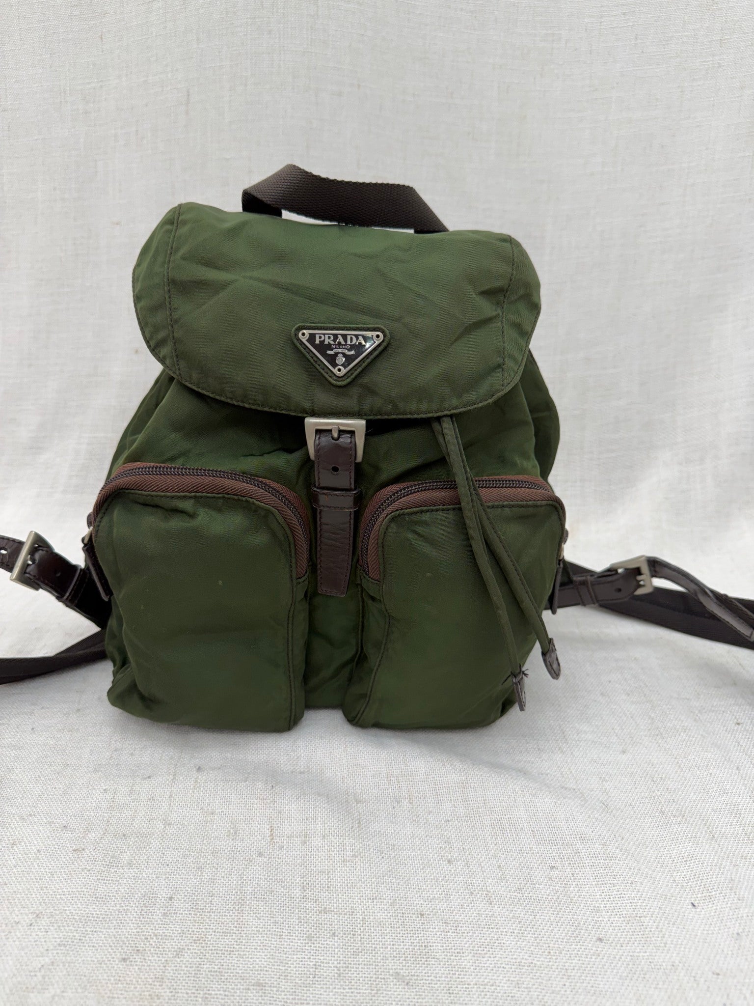 Prada Vintage Green Nylon Small Backpack