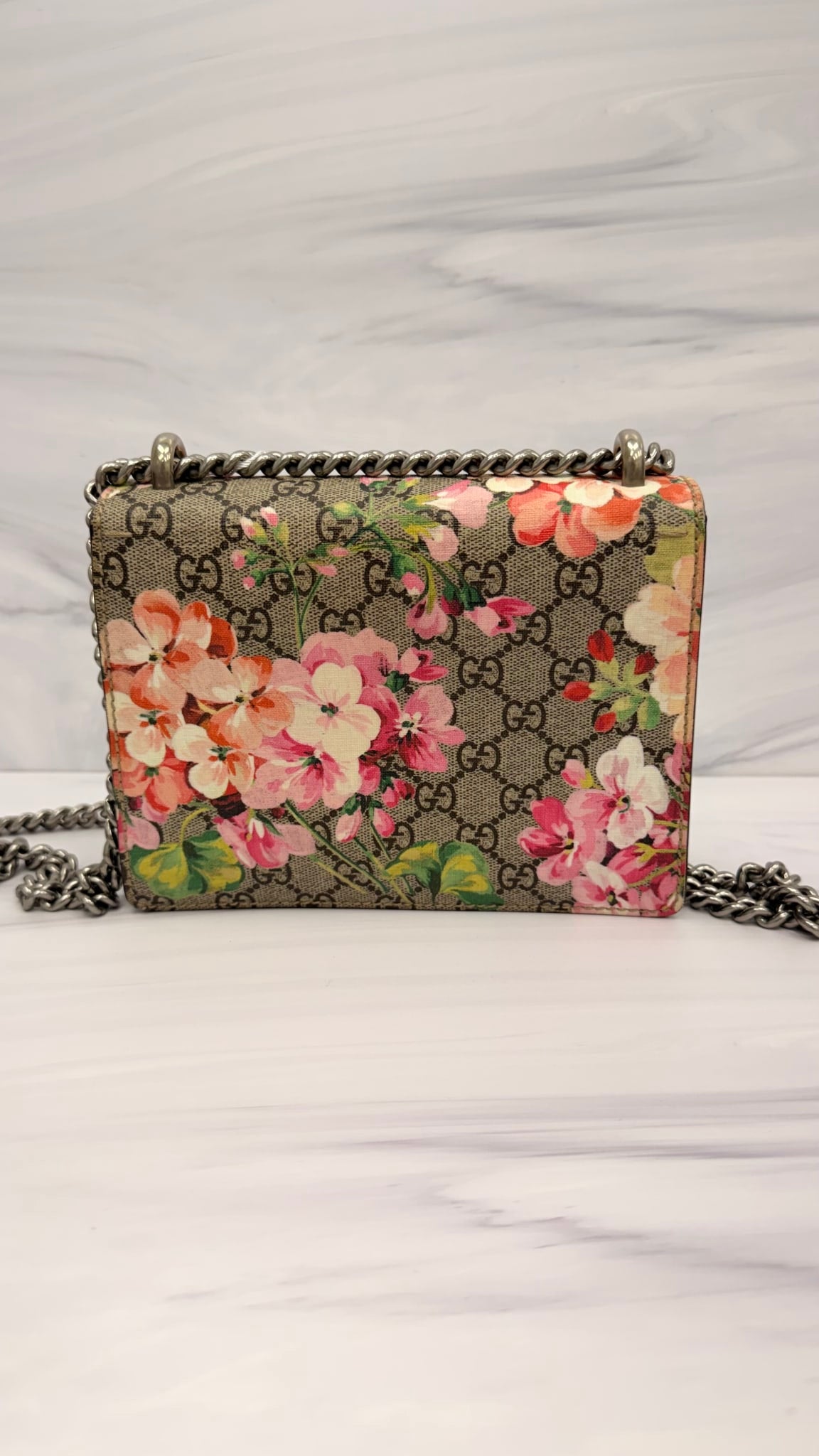 Gucci GG Supreme Blooms Mini Dionysus Chain Crossbody Bag