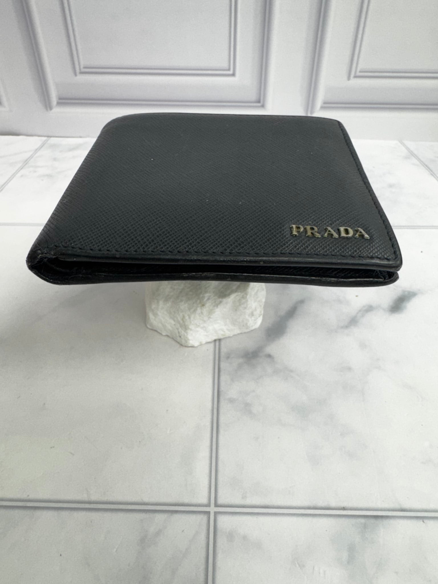 Prada Navy Blue Saffiano Leather Bifold Wallet