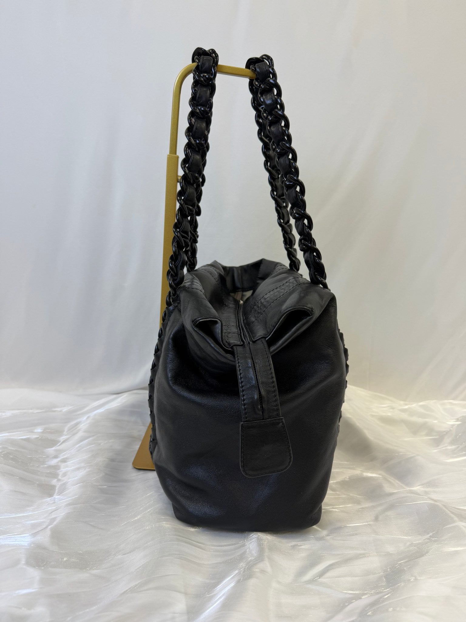 Chanel Black Caviar Leather Modem Chain Tote