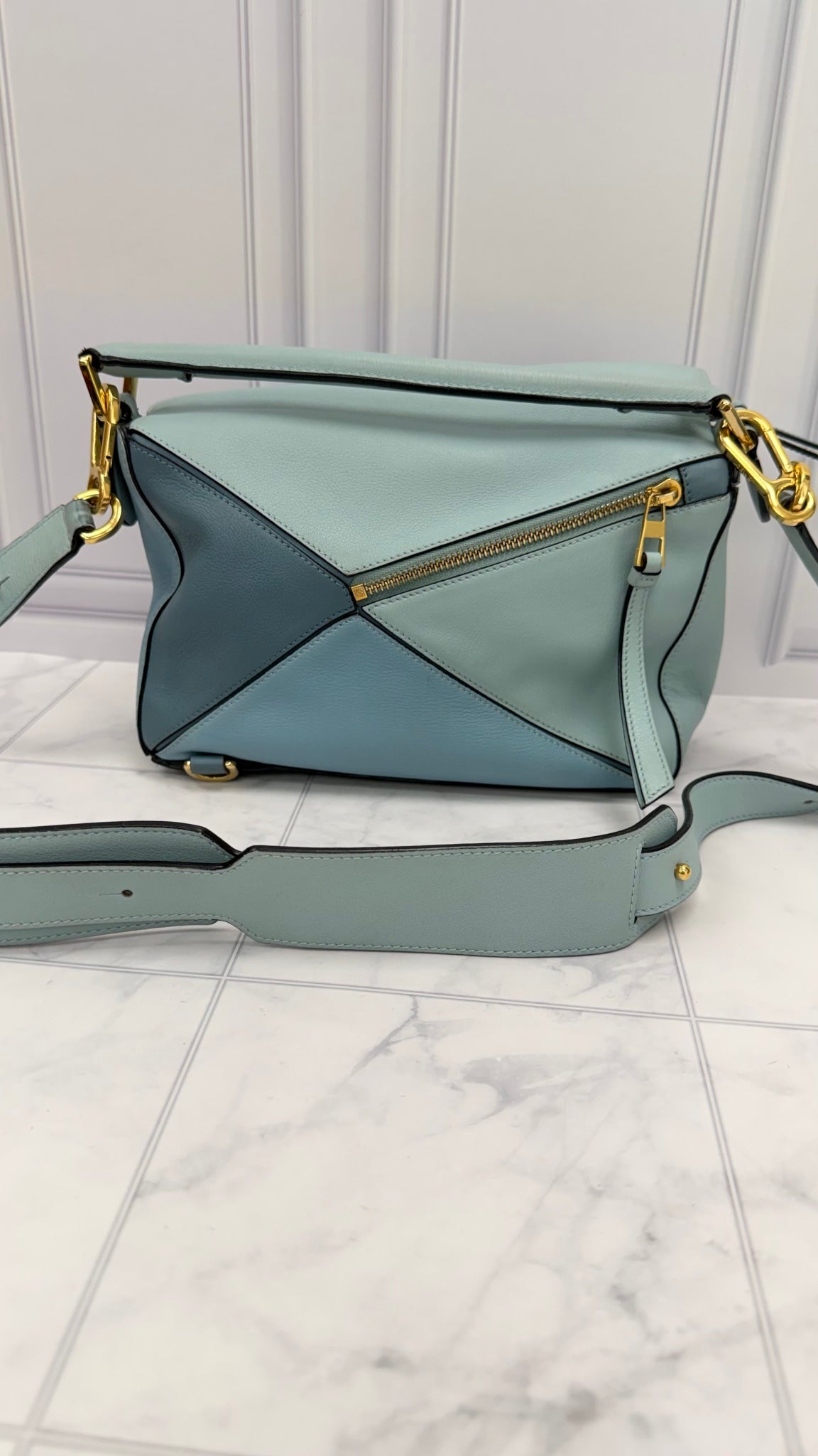 Loewe Blue Tri- Color Leather Small Puzzle Bag
