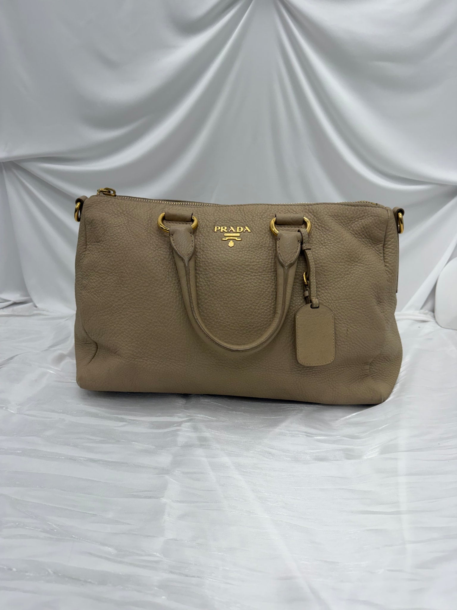 Prada Tan Leather Shoulder Tote