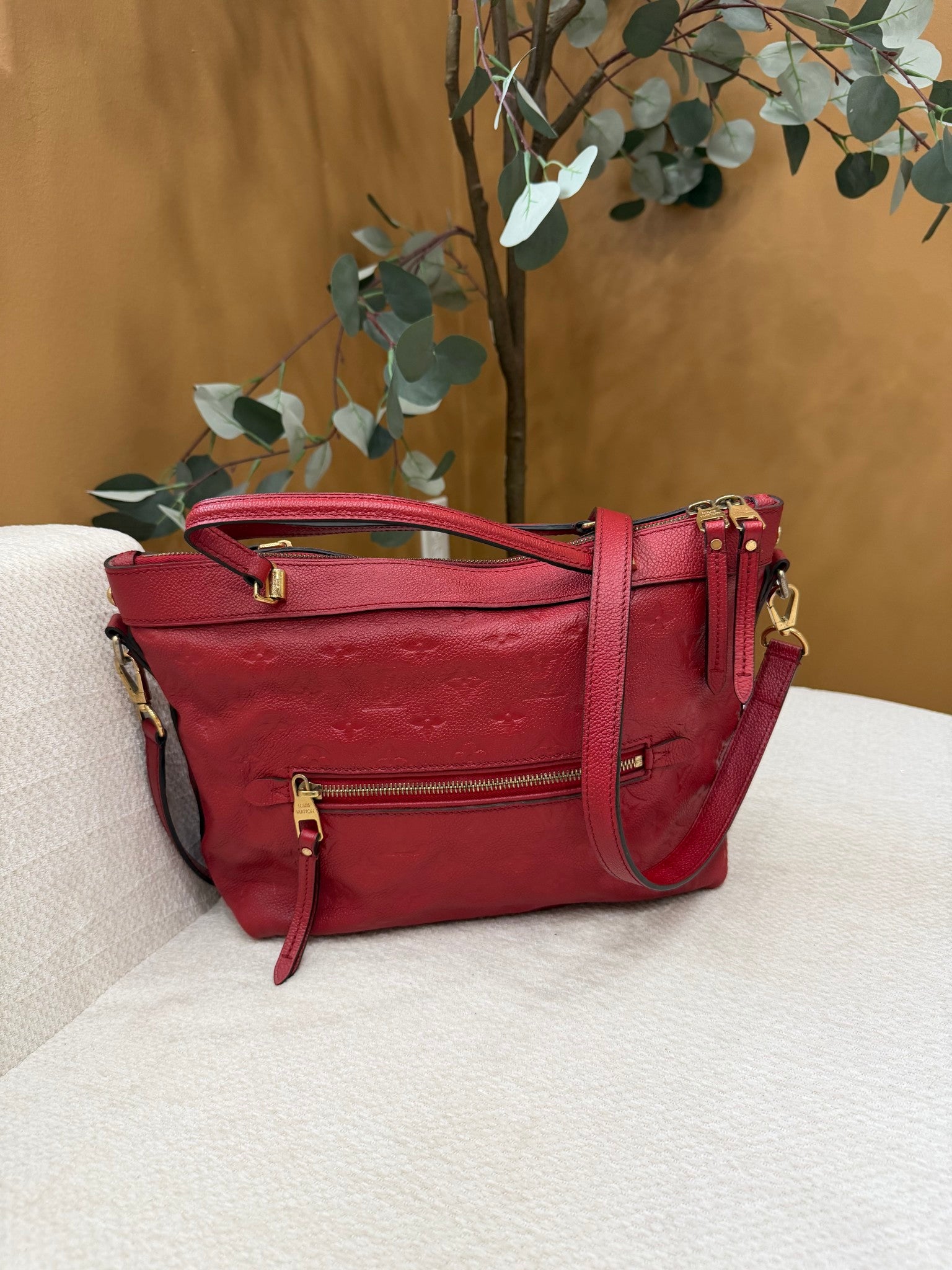 Louis Vuitton Red Empreinte Bastille MM Handbag