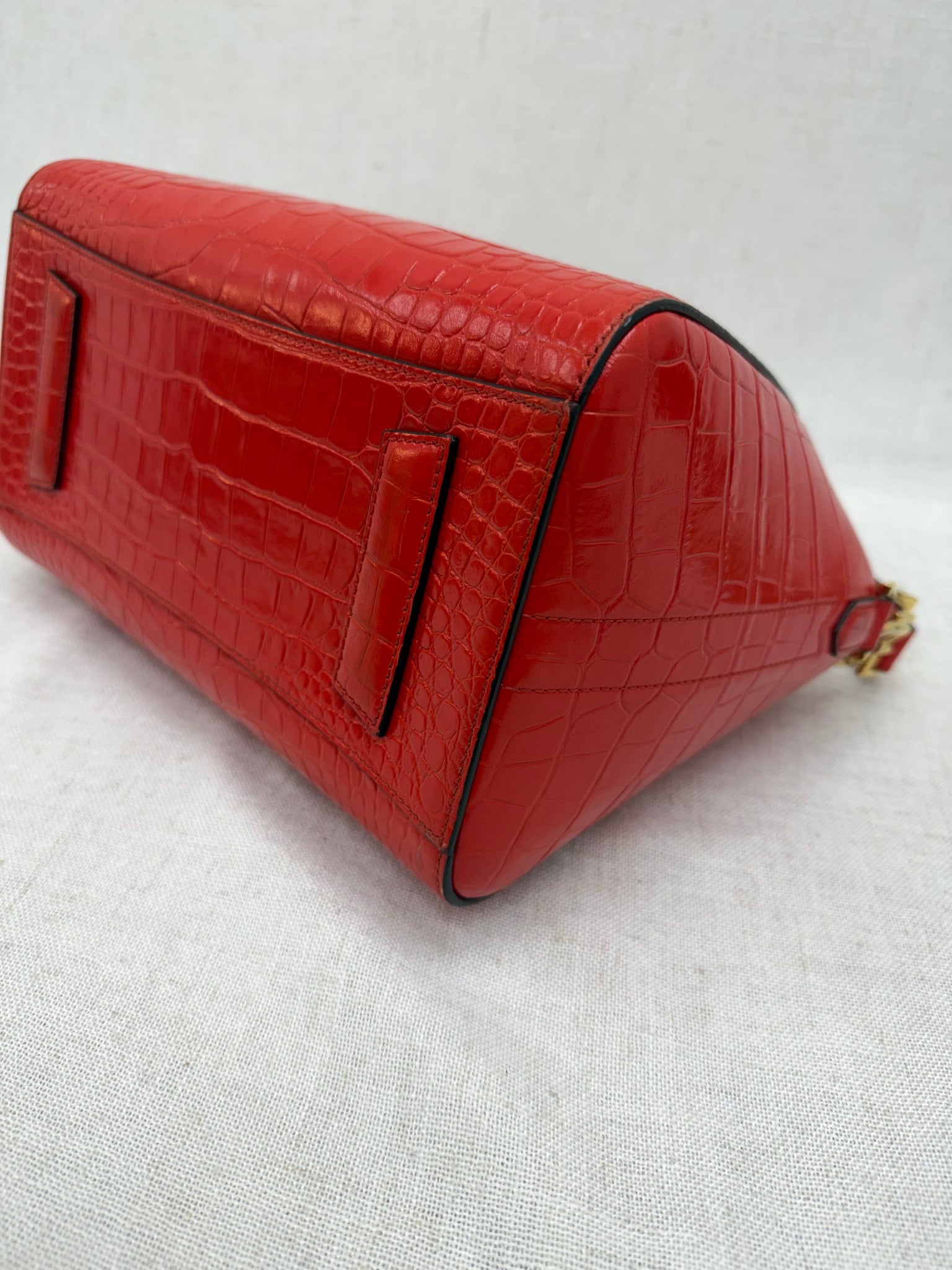 Givenchy Red Crocodile Embossed Small Antigona Bag