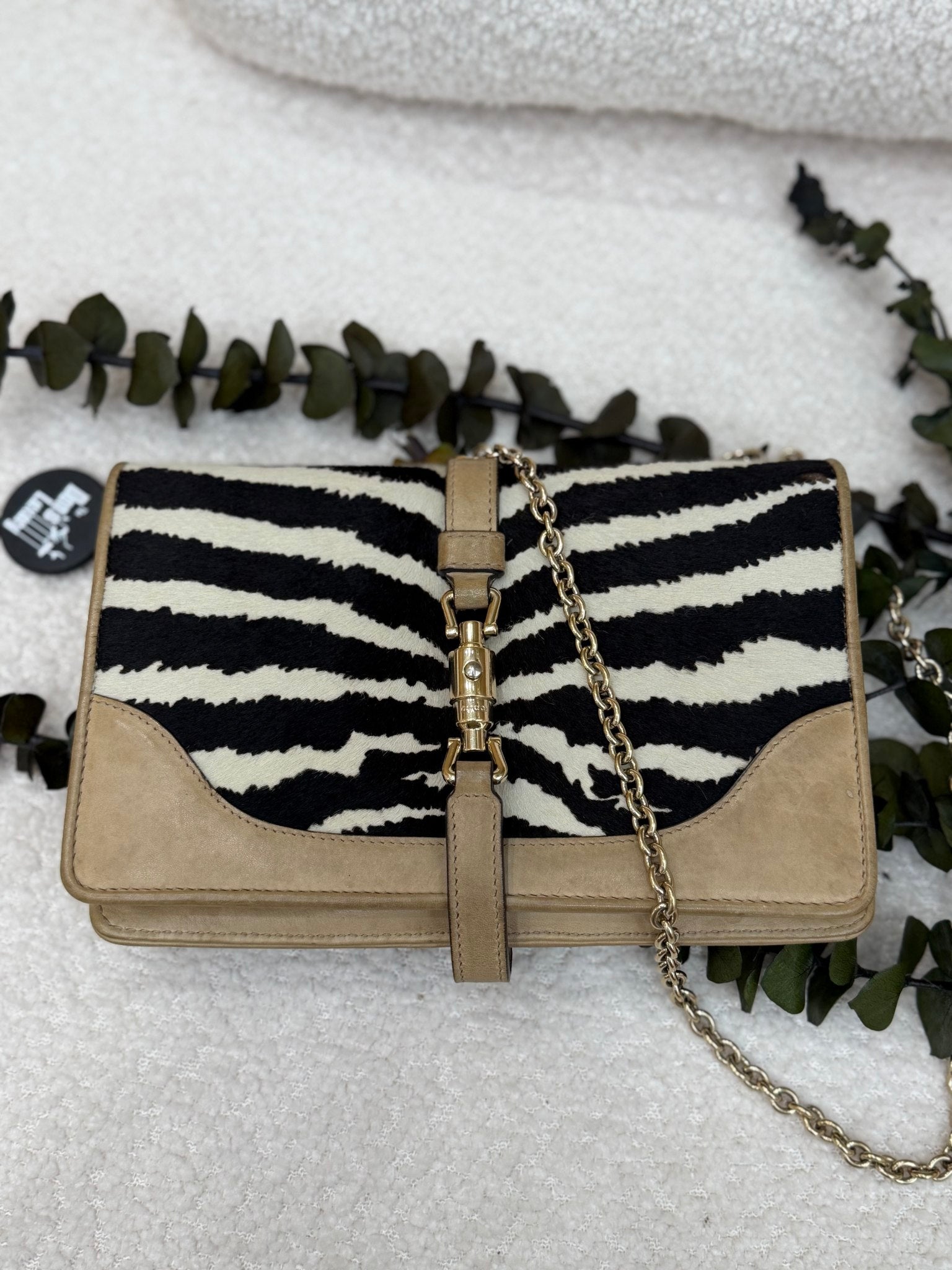 Gucci Jackie Pony Hair Zebra Clutch