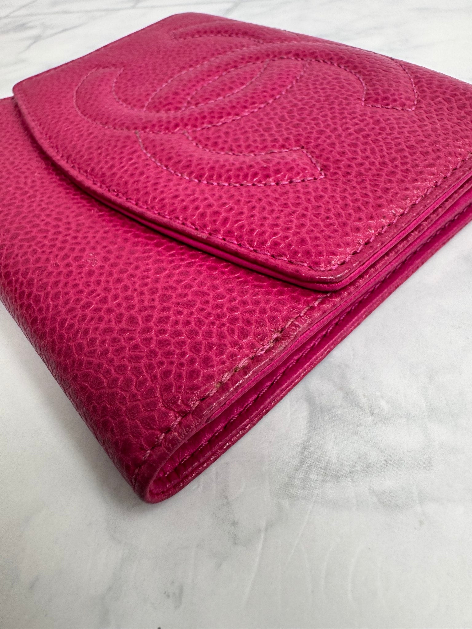 Chanel Pink Caviar Leather Timeless CC Compact Wallet