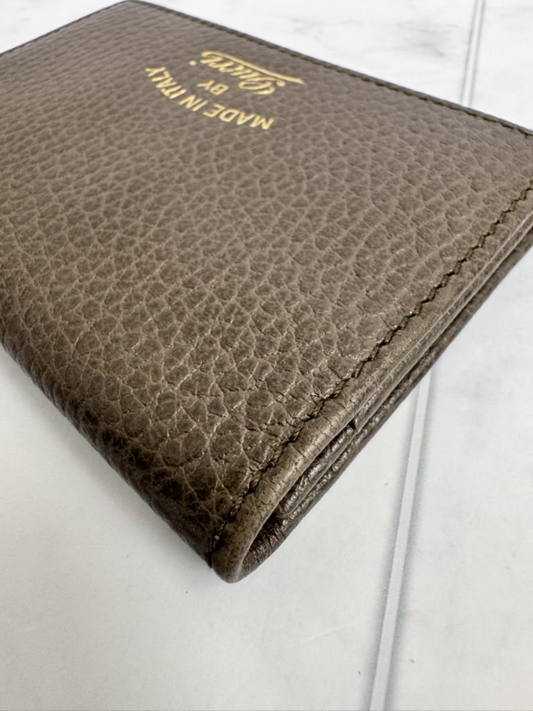 Gucci Brown Grained Leather Swing Card Case
