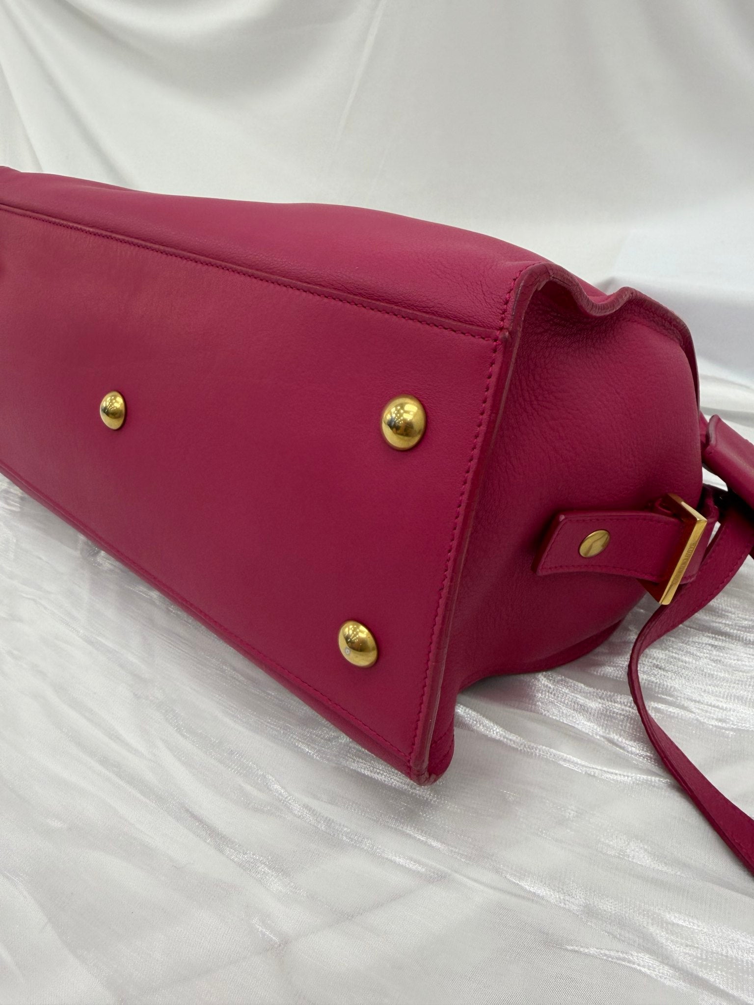 Saint Laurent YSL Dark Pink Leather Classic Y Handbag