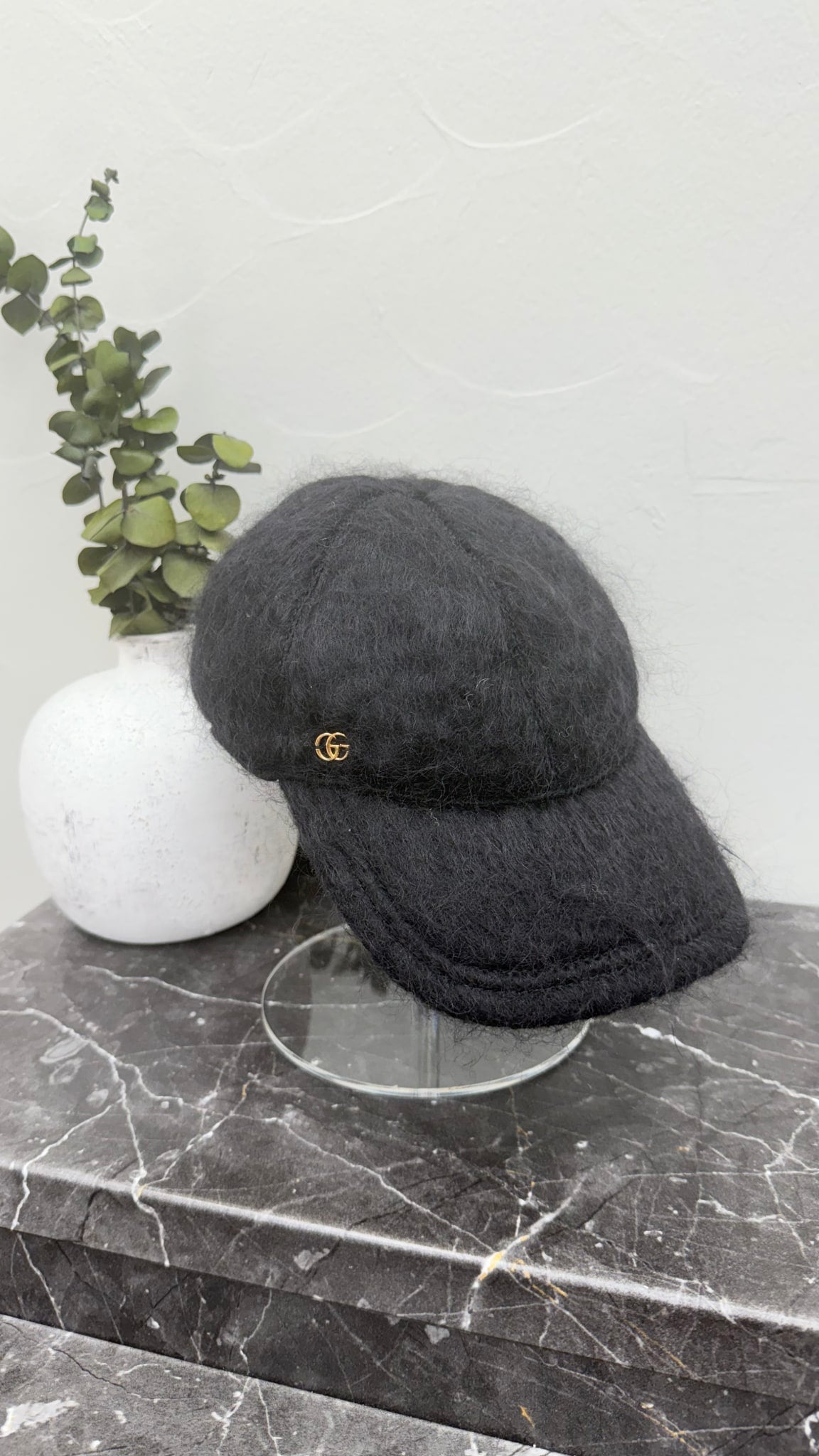 BRAND NEW- Gucci Black Mohair Marmont Baseball Cap - XS