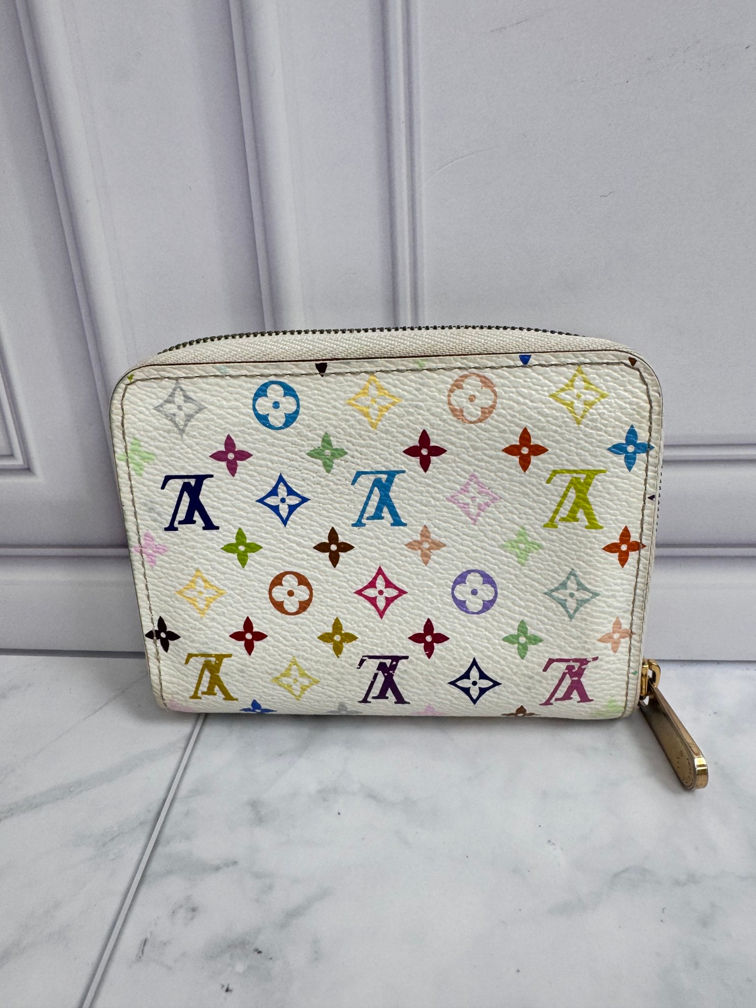 Louis Vuitton White Multicolor Monogram Murakami Compact Zippy Wallet