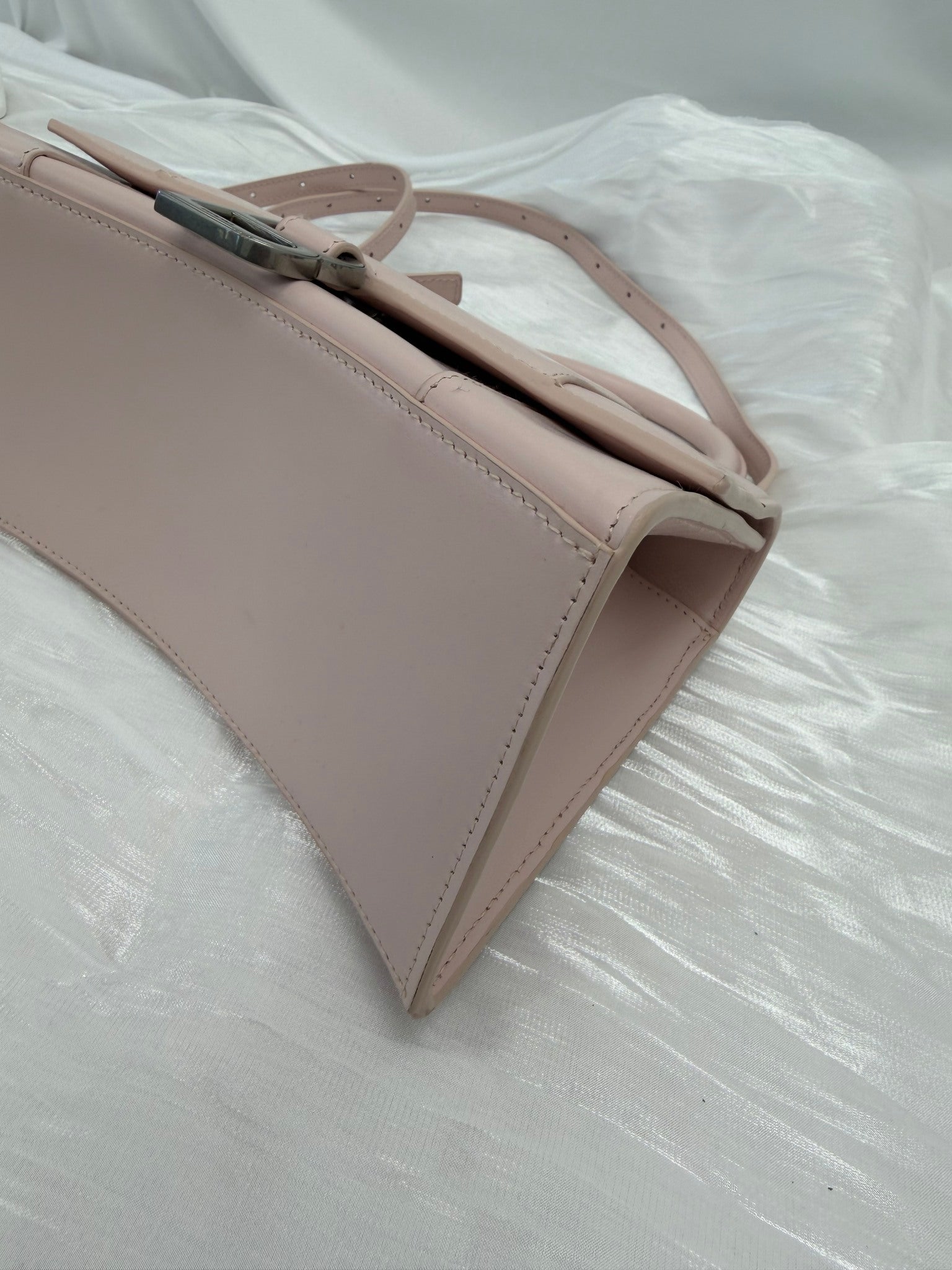 Balenciaga Light Pink Leather Small Hourglass Top Handle Bag
