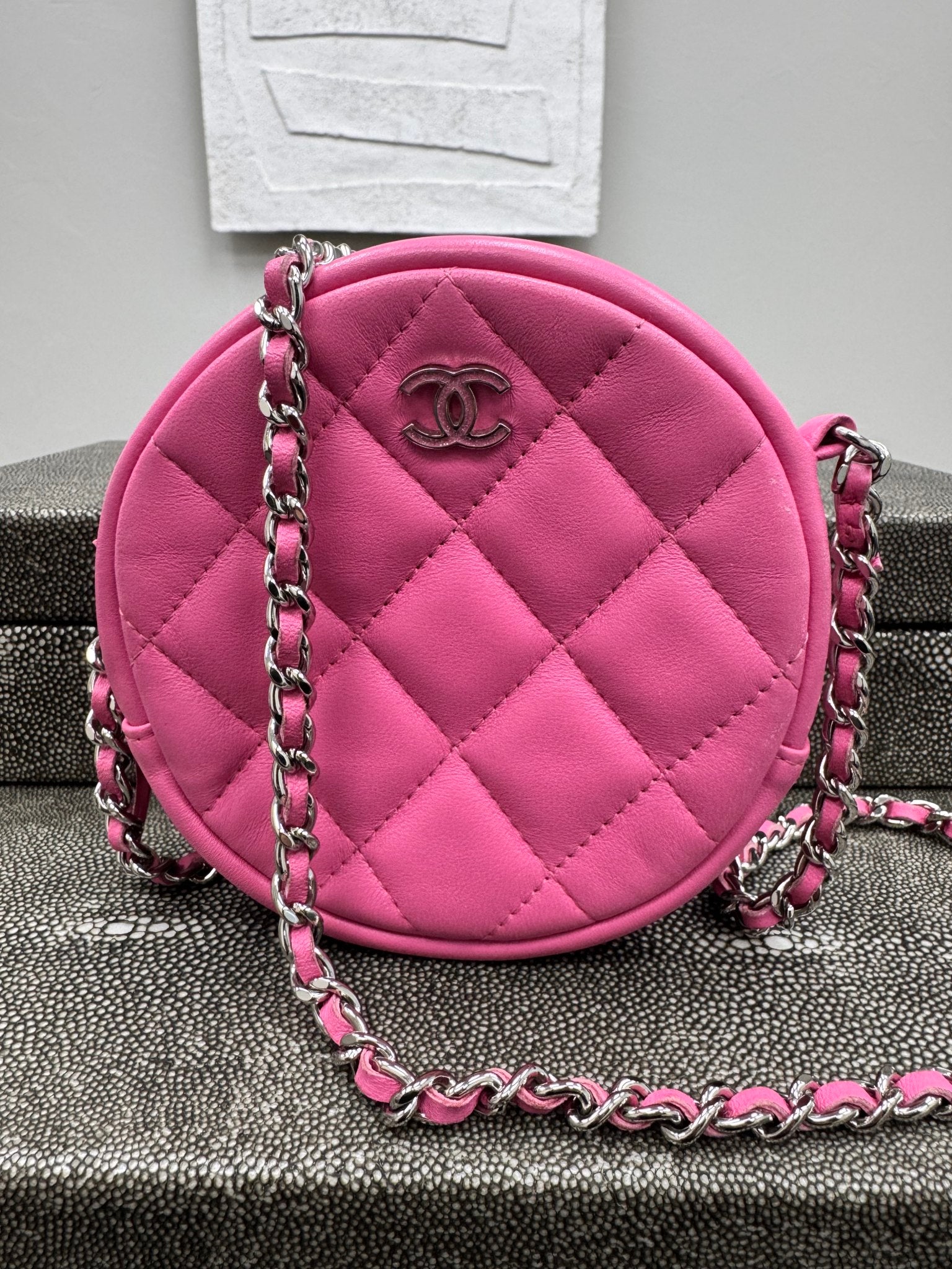 Chanel Pink Quilted Leather Round Crossbody Bag