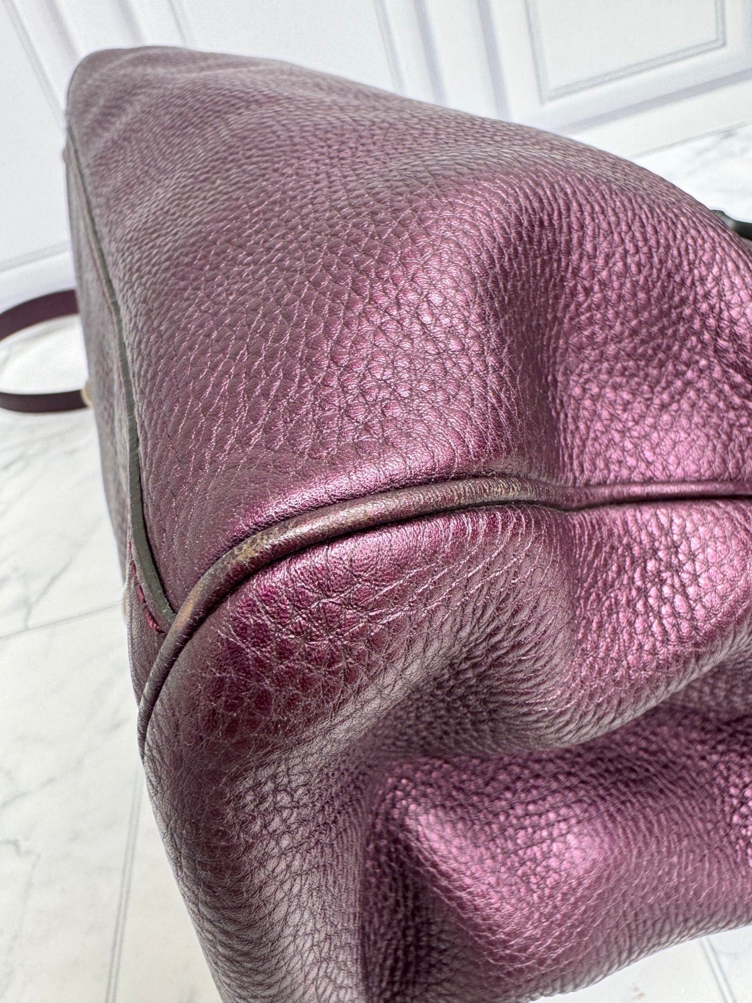 Gucci Metallic Purple And Bamboo 2Way Bag