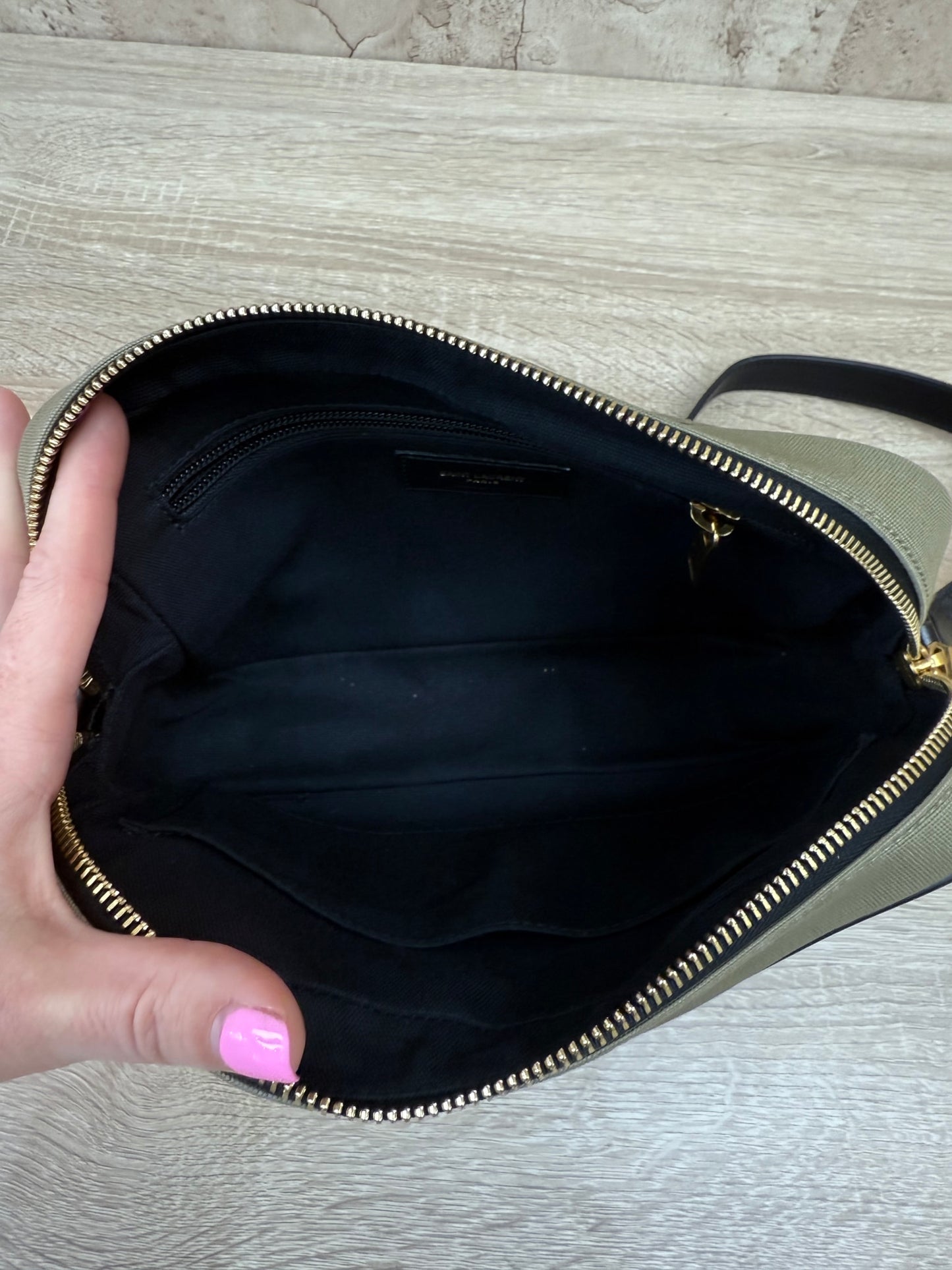 Saint Laurent YSL Green Canvas Small Camp Shoulder Bag