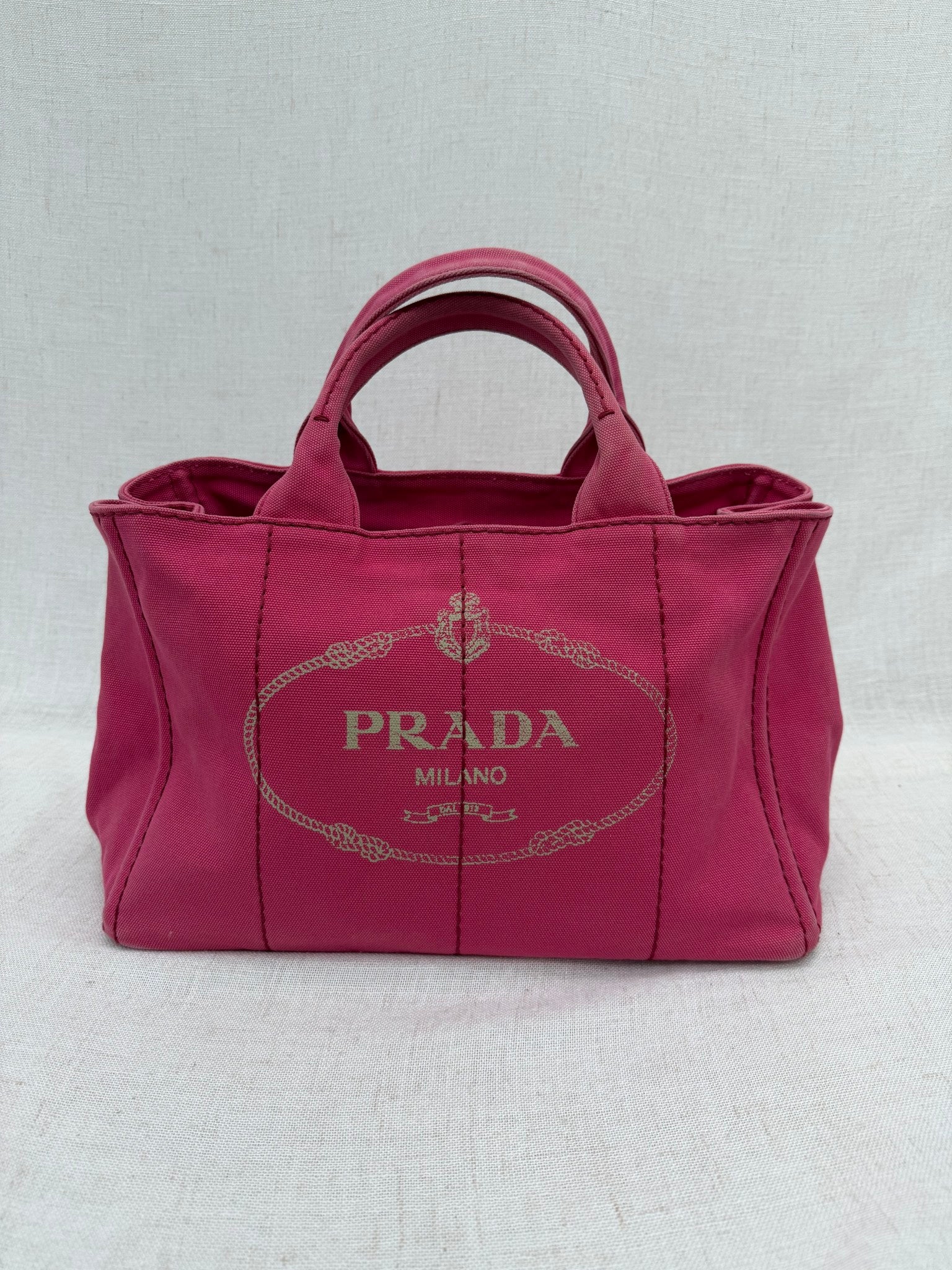 Prada Pink Canvas Large Canapa 2way Bag