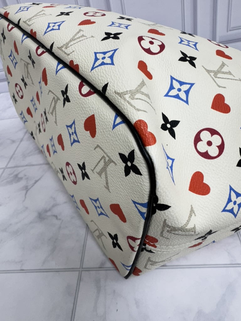 Louis Vuitton White Multicolor Game On Neverfull MM