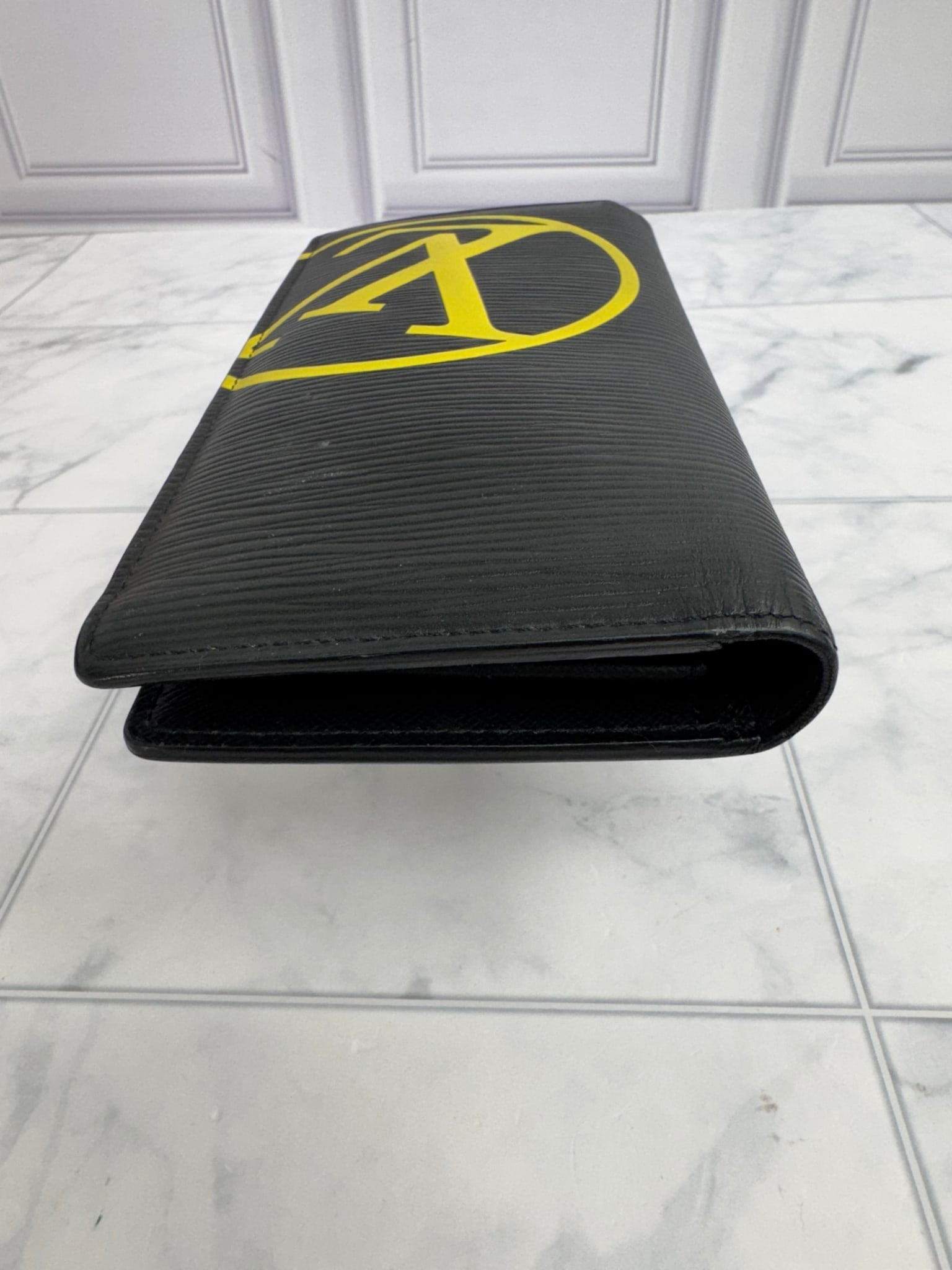 Louis Vuitton Black Epi Leather Giant Logo Brazza Wallet