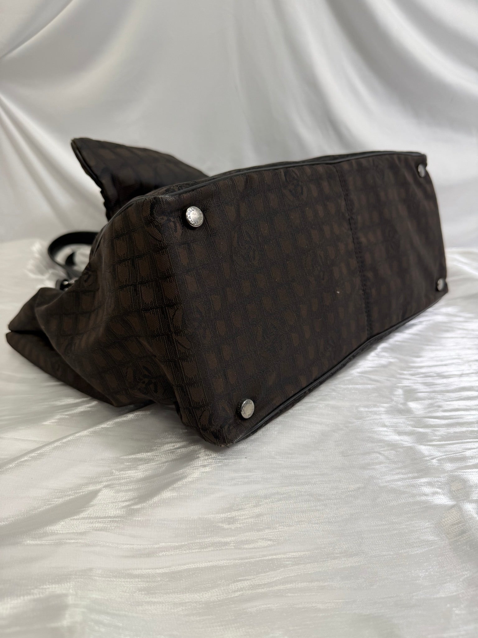 Chanel Dark Brown Nylon Travel Line Tote