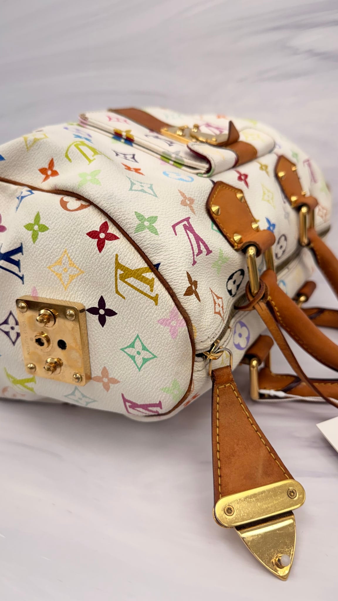 Louis Vuitton White Multicolor Monogram Speedy 30