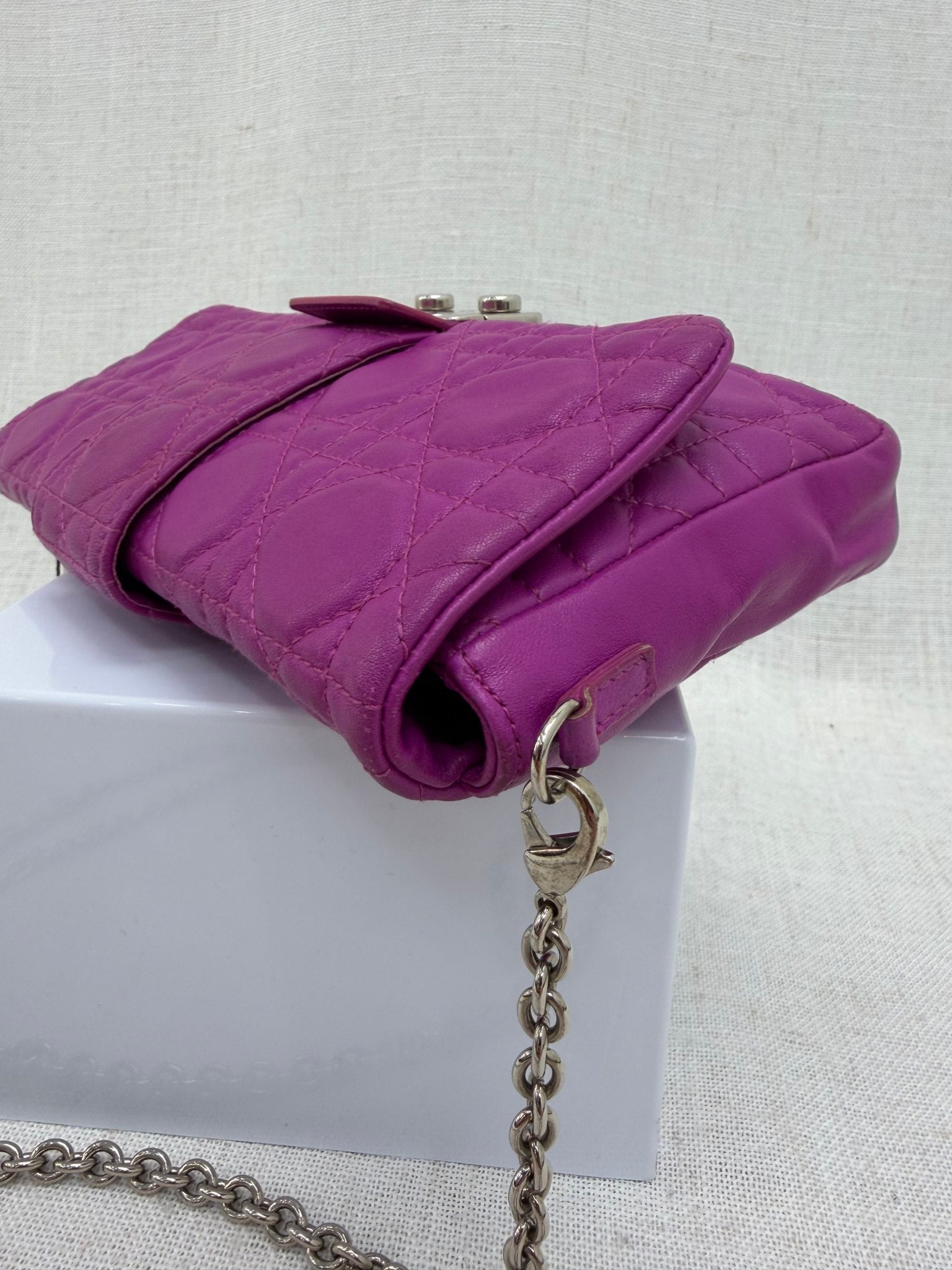Christian Dior Fuchsia Cannage Leather Miss Dior Promenade Chain Bag