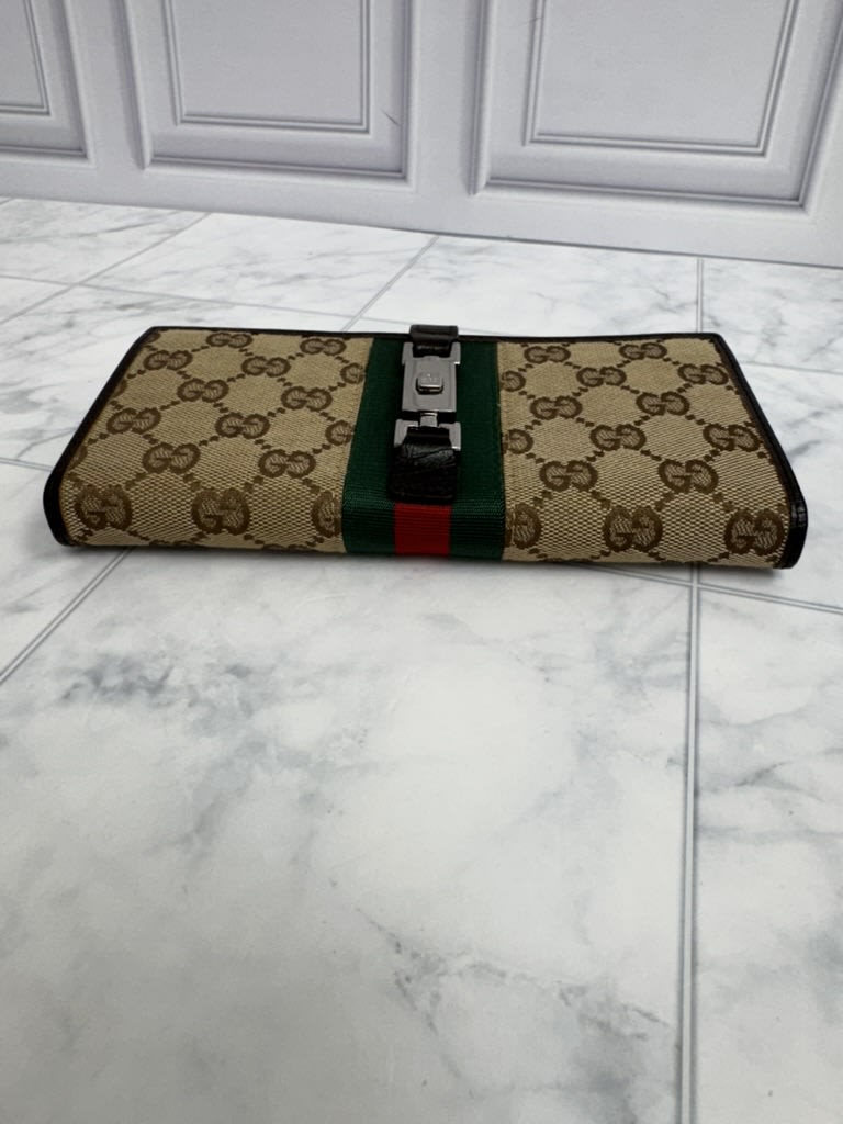 Gucci GG Canvas Sherry Line Jackie Long Wallet