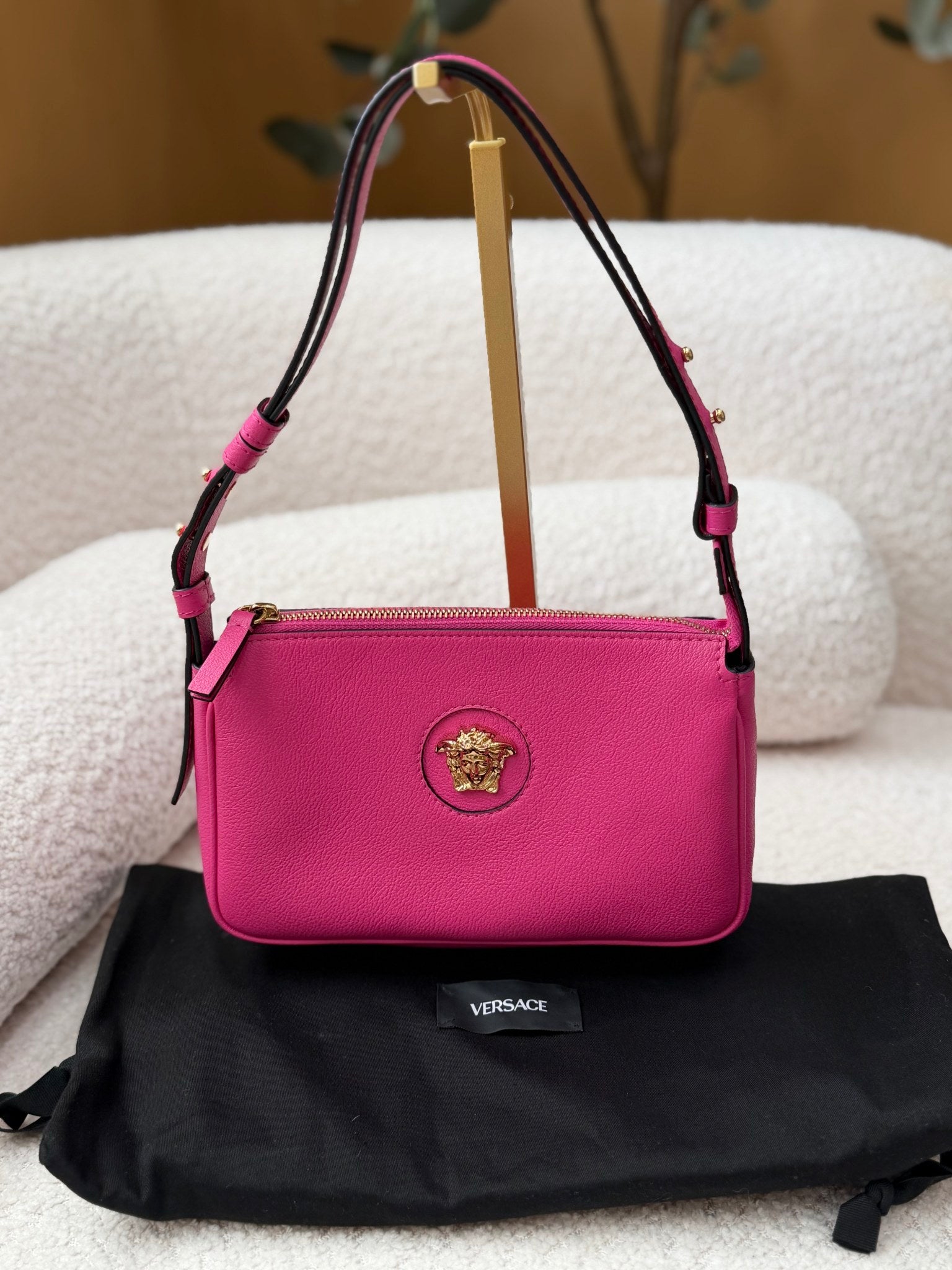LIKE NEW-Versace Pink Leather Shoulder Bag