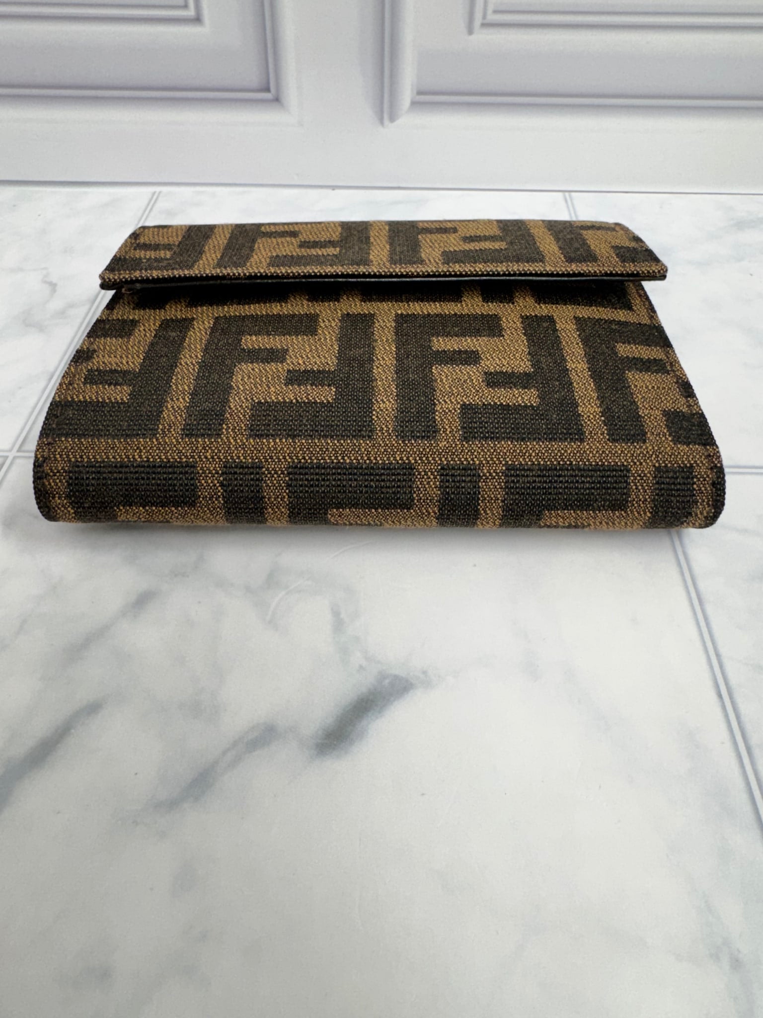 LIKE NEW - Fendi Brown And Black Zucca Canvas Wallet