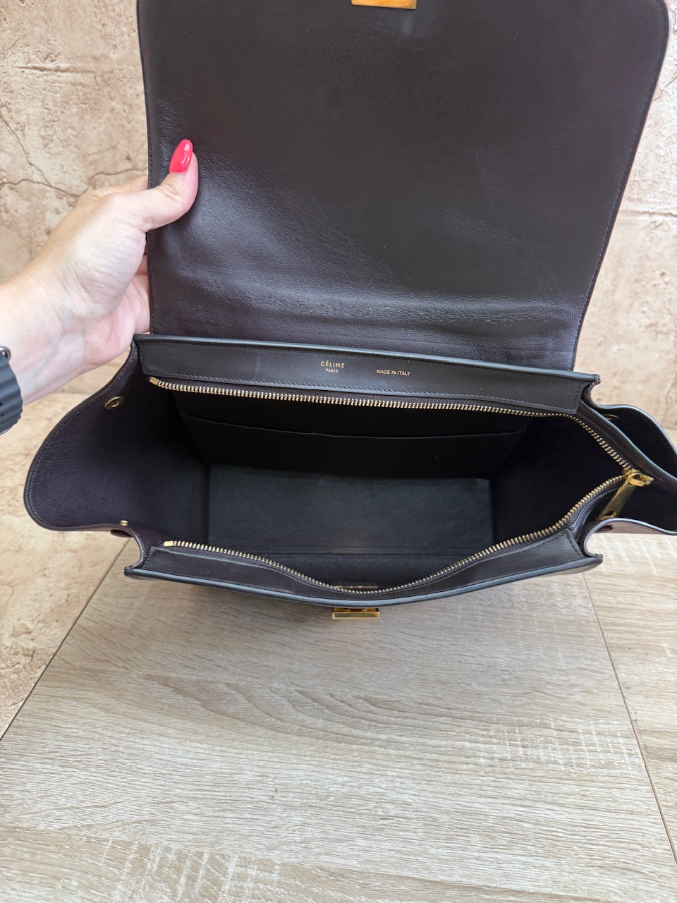 Celine Tricolor Leather Trapeze 2Way Bag