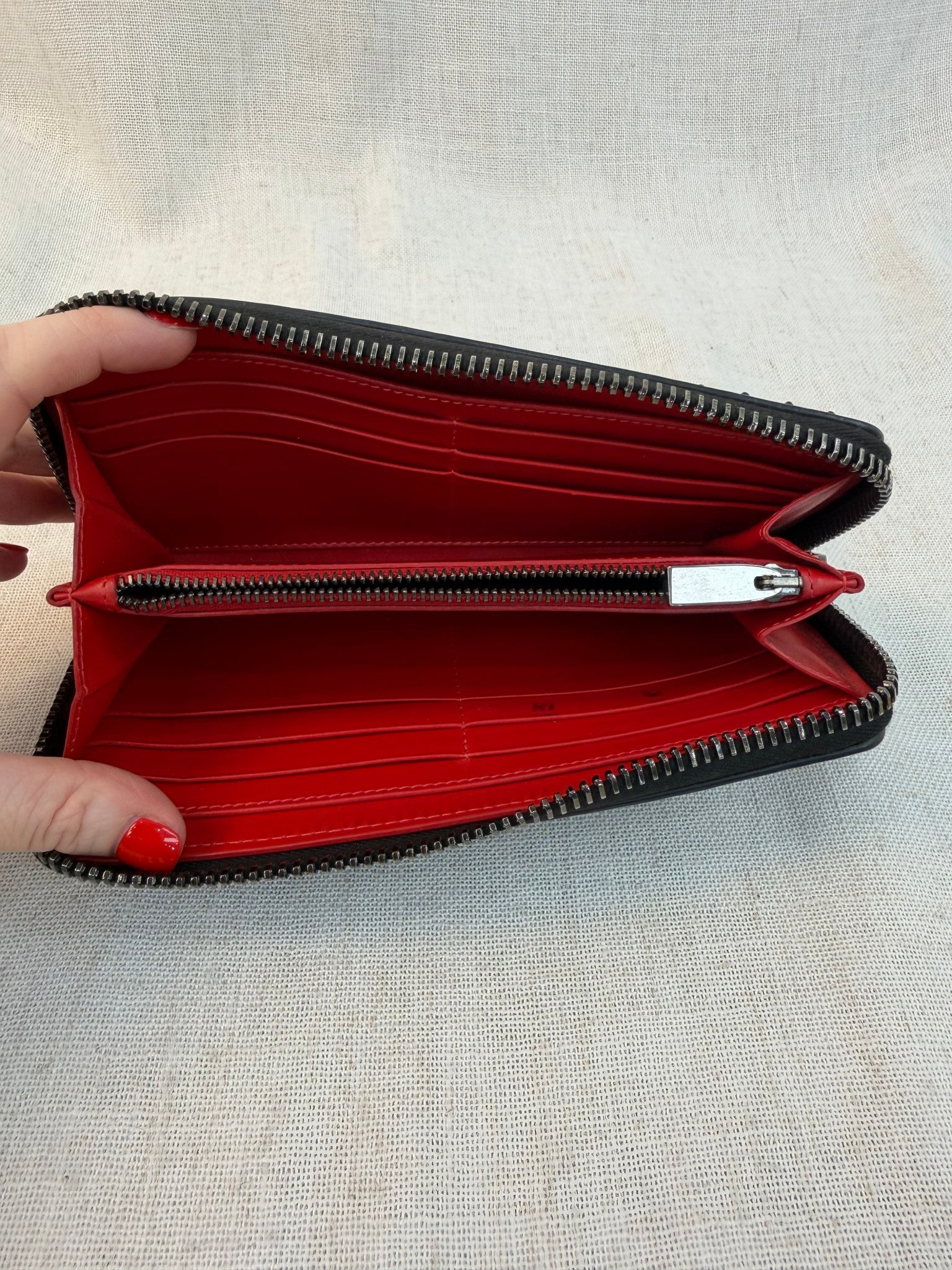 Christian Louboutin Black Leather Spiked Zippy Wallet