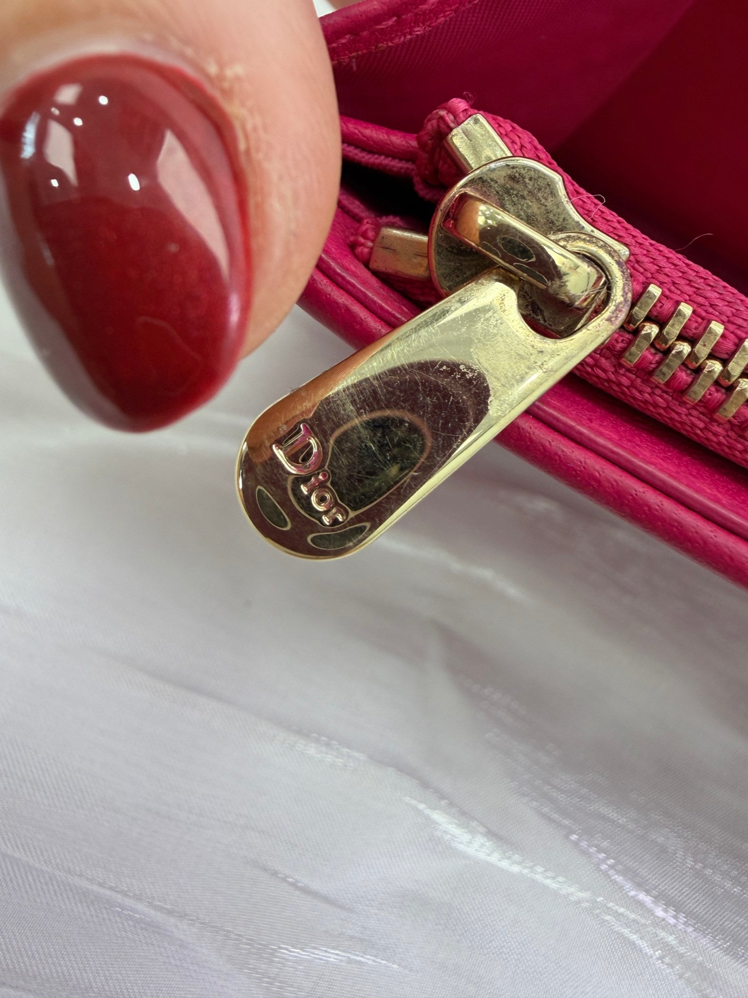 Christian Dior Pink Leather Cannage Crossbody Wallet on a Chain