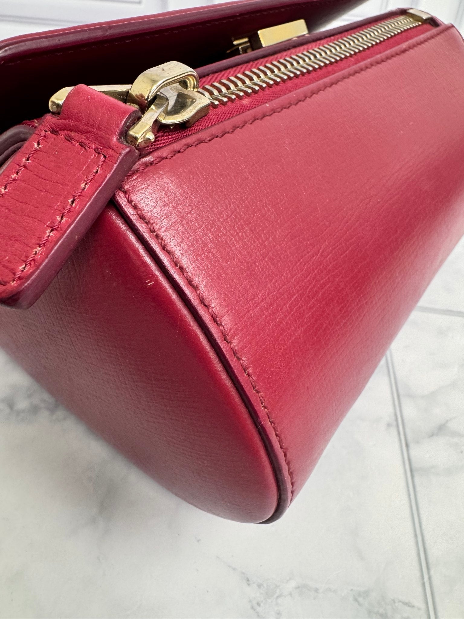 Givenchy Burgundy Leather Pandora Box Mini Crossbody Bag