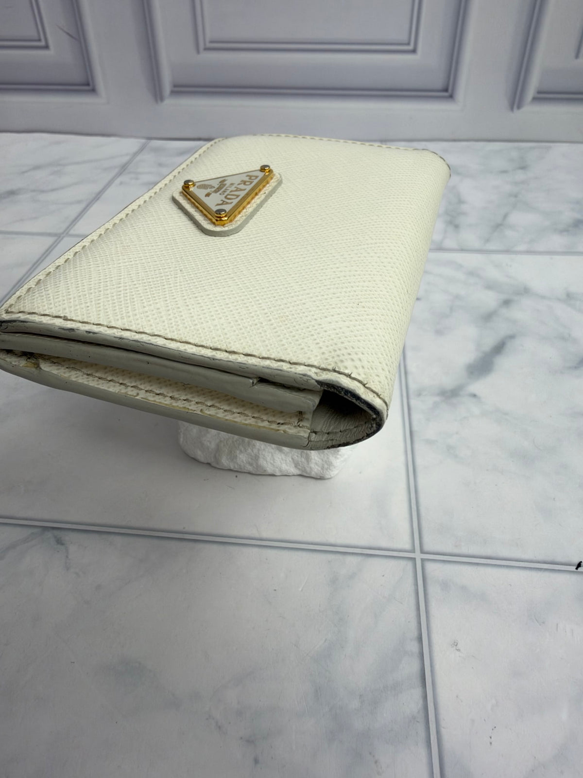 Prada White Saffiano Leather Card Case