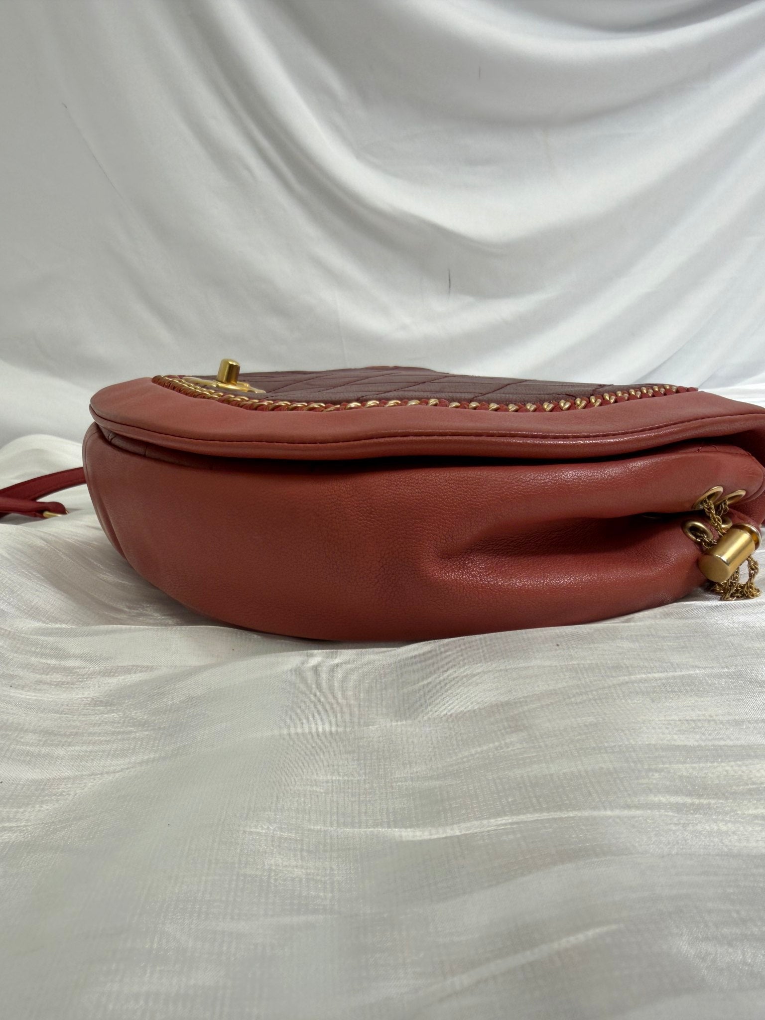 Chanel Burgundy Bi Color Quilted Calfskin Saddle Bag