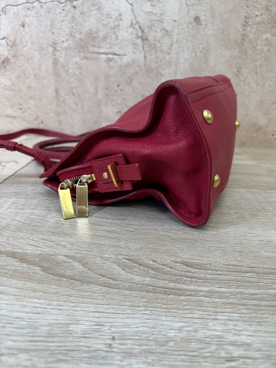 Saint Laurent YSL Red Leather Cabas ChYc Bag