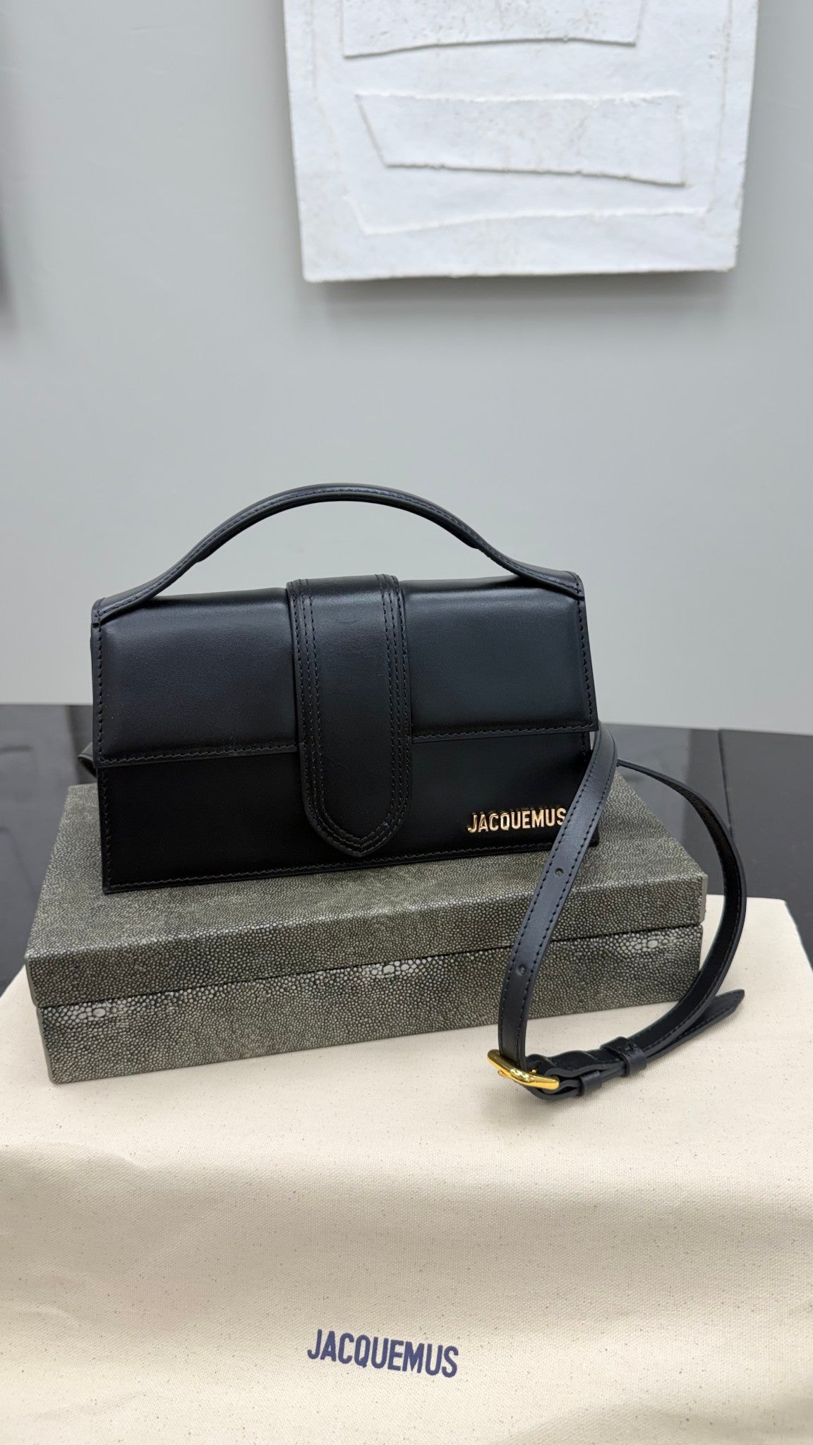 BRAND NEW - Jacquemus Black Leather Le Grand Bambino Handbag 2Way Handbag