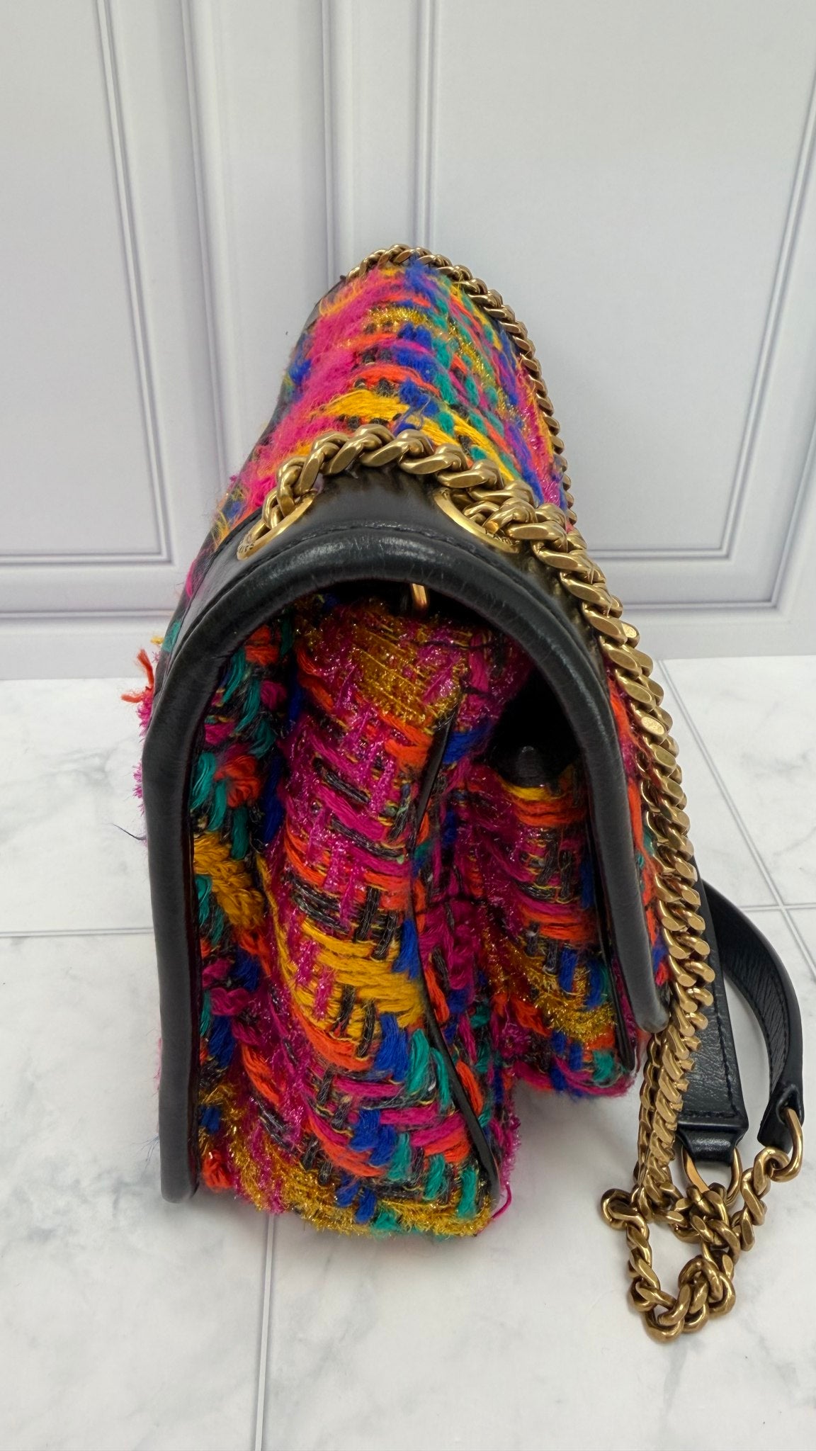 Saint Laurent YSL Multicolored Tweed Baby Niki Chain Shoulder Bag