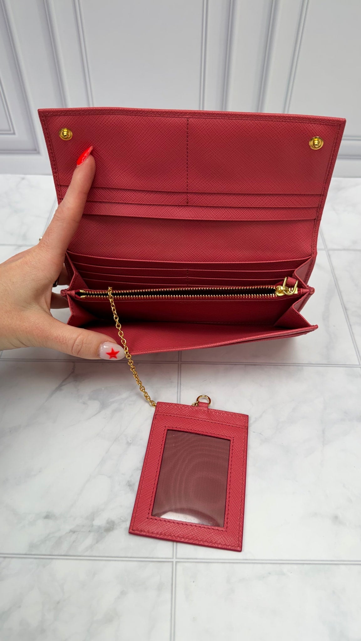 Prada Pink Saffiano Leather Long Wallet