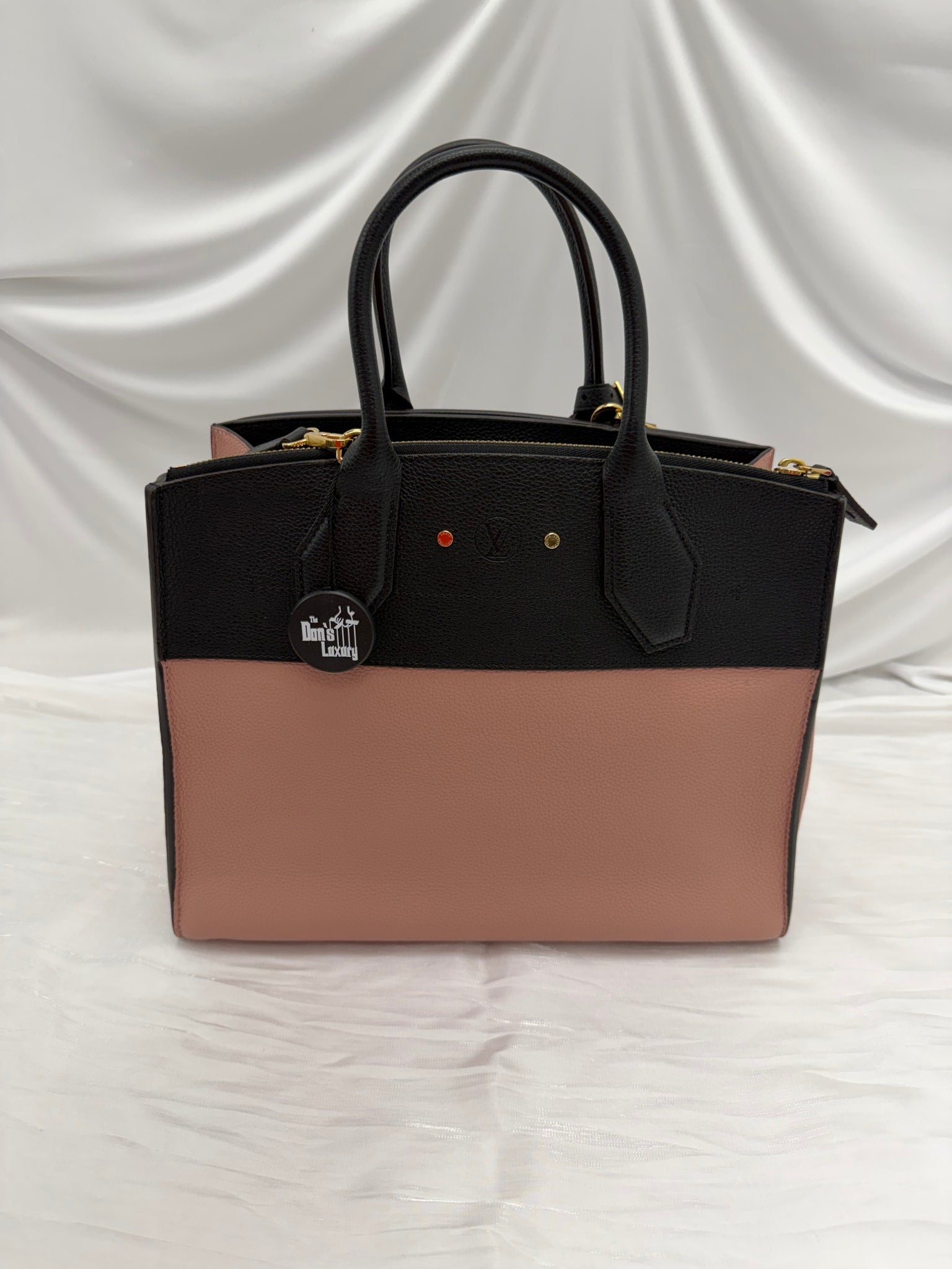 Louis Vuitton Dusty Pink & Black Taurillon Leather City Steamer PM Handbag