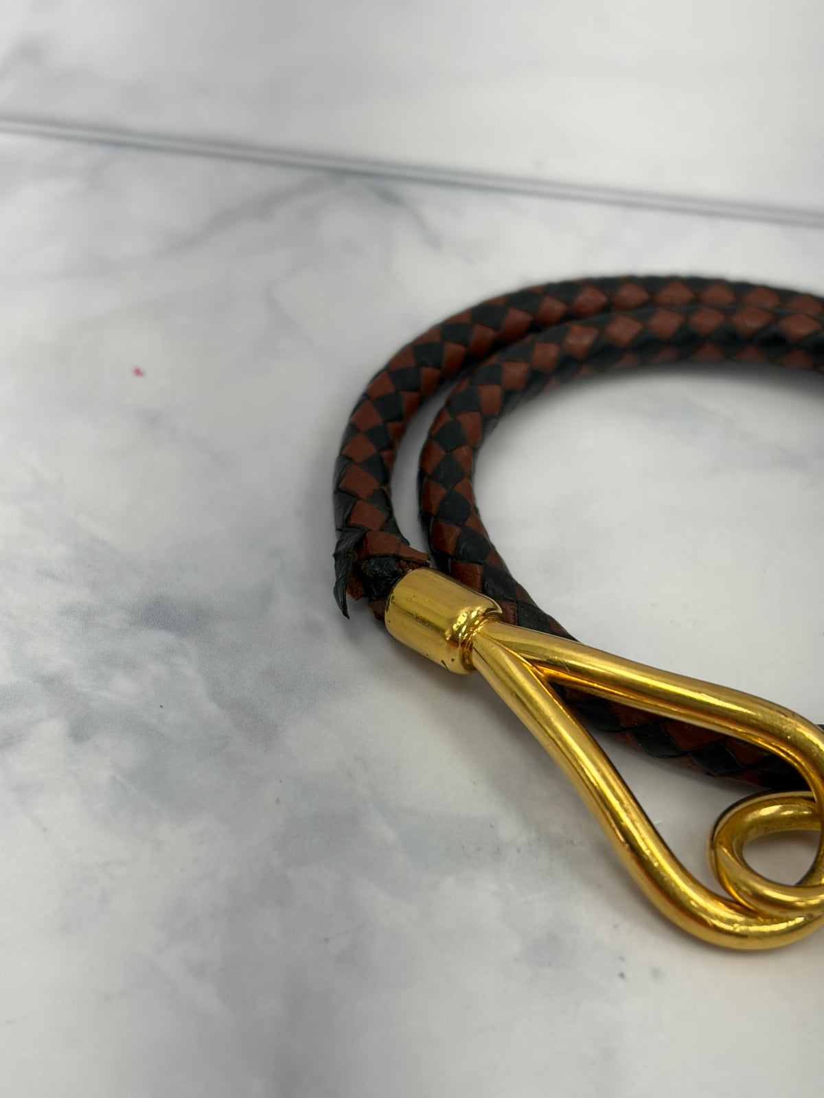 Hermes Braided Leather Jumbo Double Bracelet