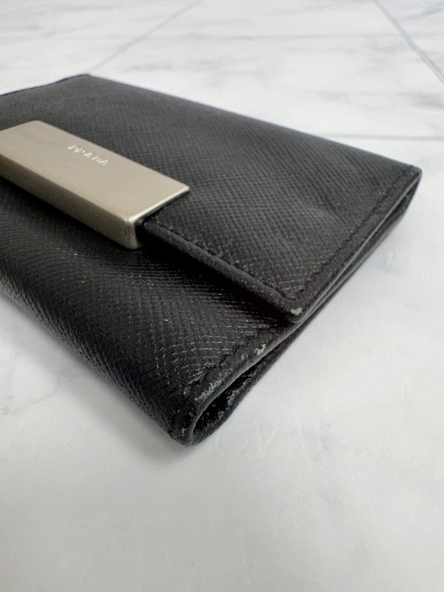 Prada Black Saffiano Leather 6 Key Ring Holder
