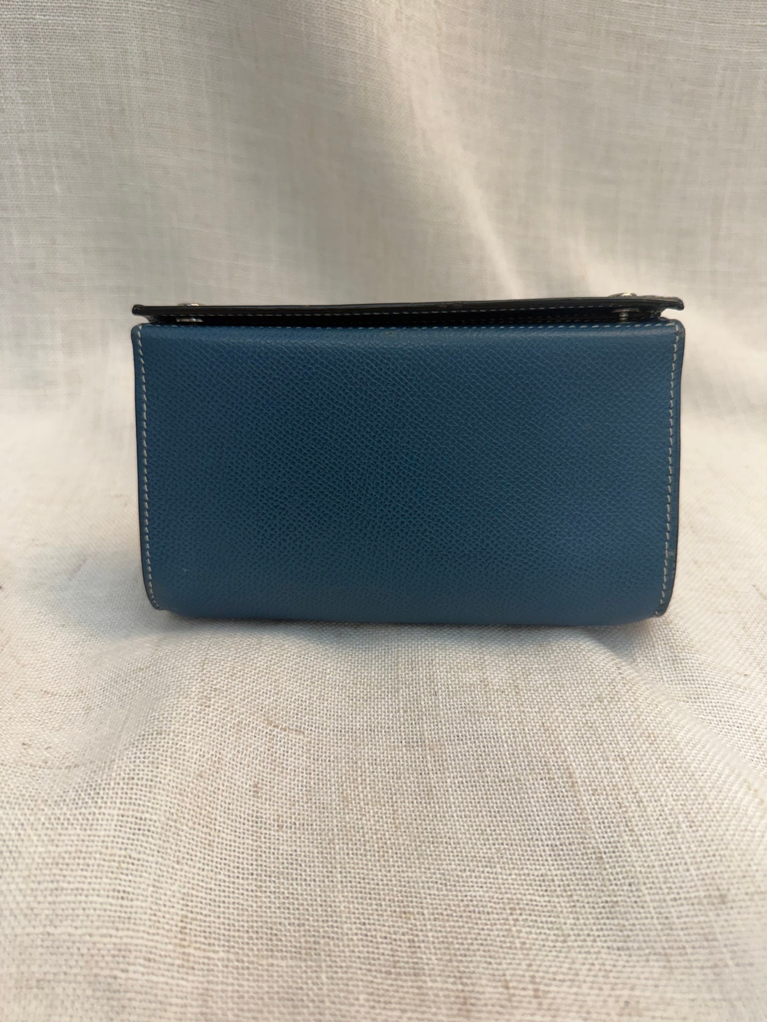 Hermes Blue Leather Karo Pouch