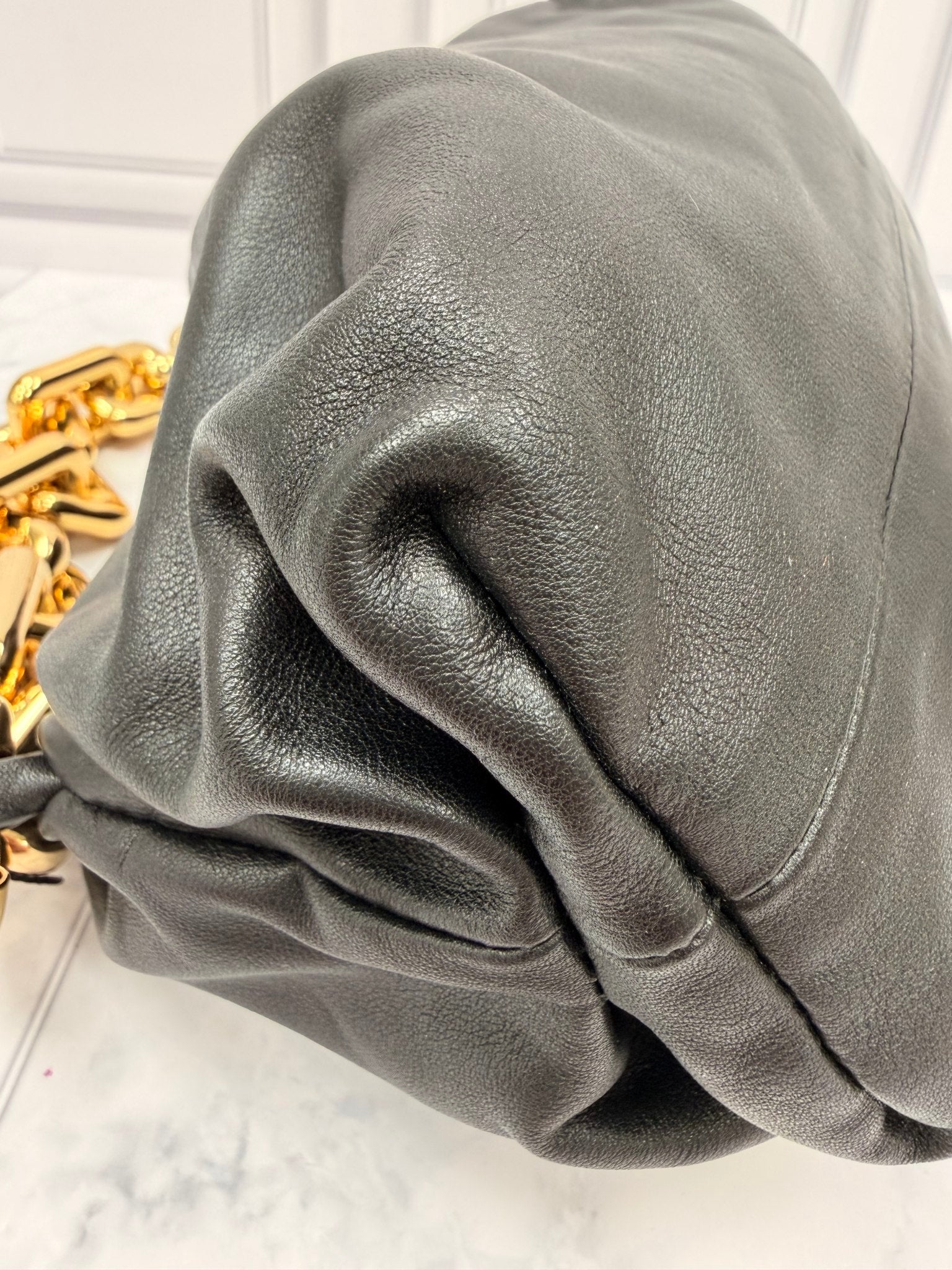 Bottega Veneta Black Calfskin & Gold The Chain Pouch