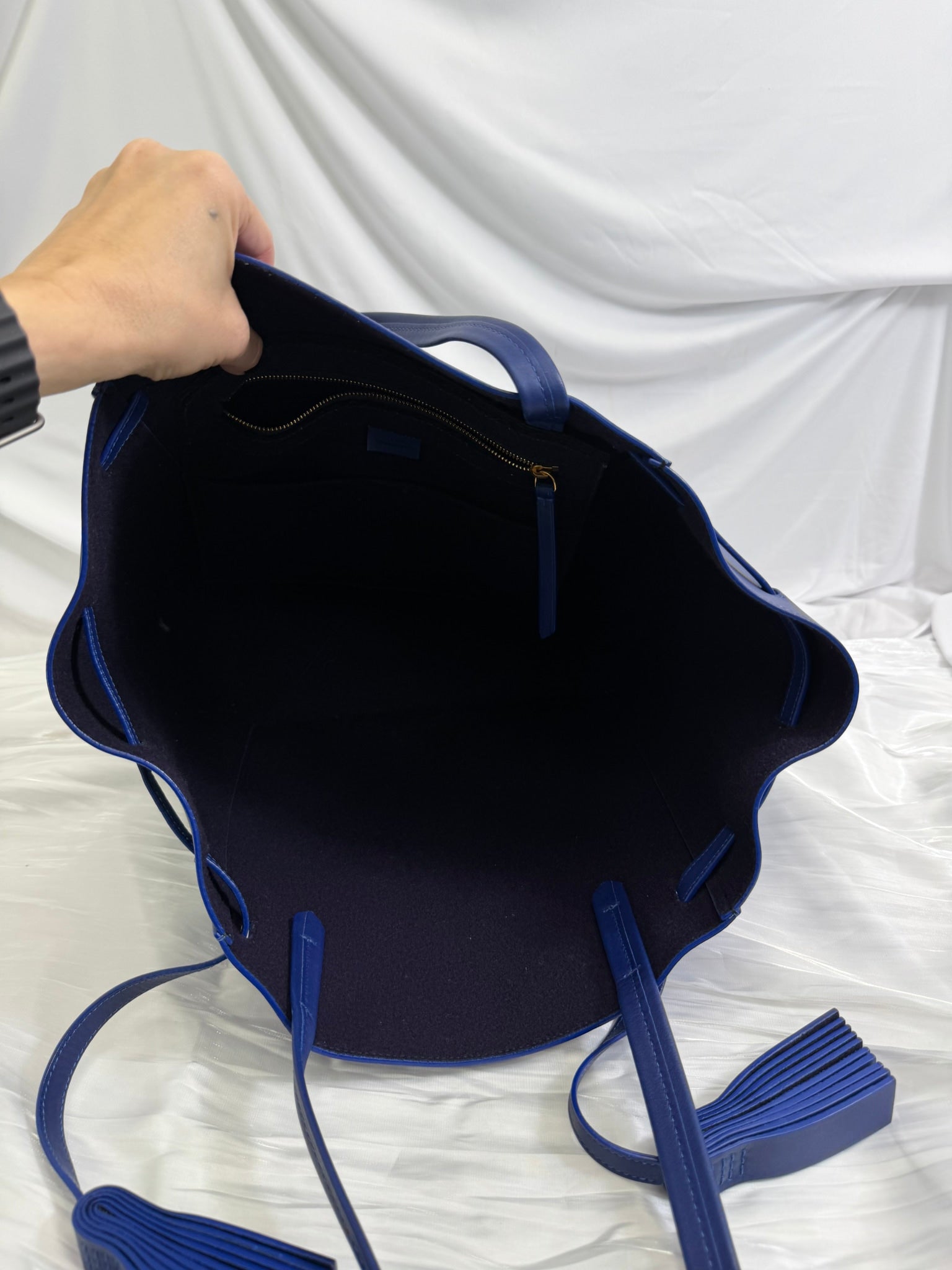 Celine Blue Leather Cabas Phantom Tote Bag