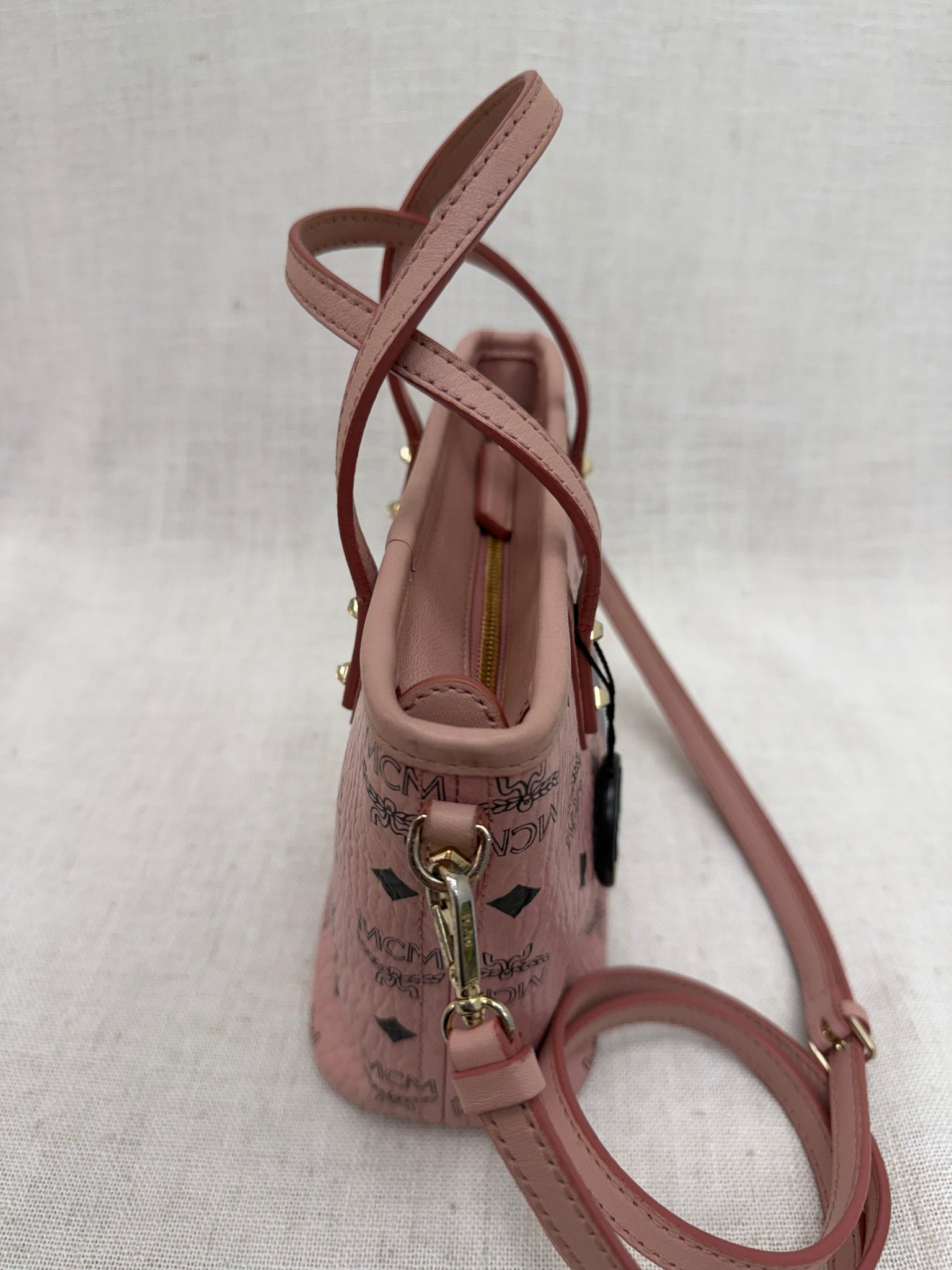 MCM Pink Coated Canvas Bunny 2Way Bag