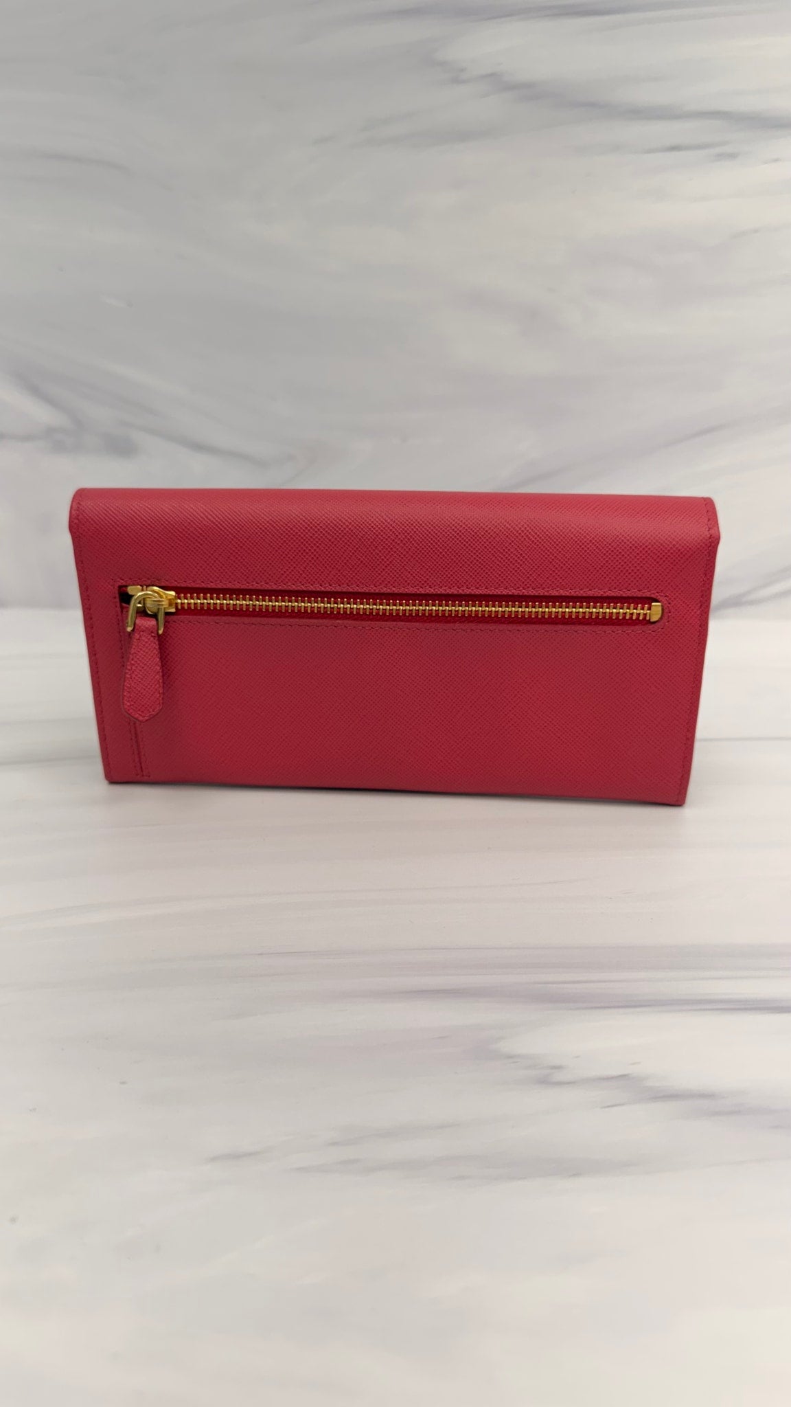 Prada Pink Saffiano Leather Flap Wallet