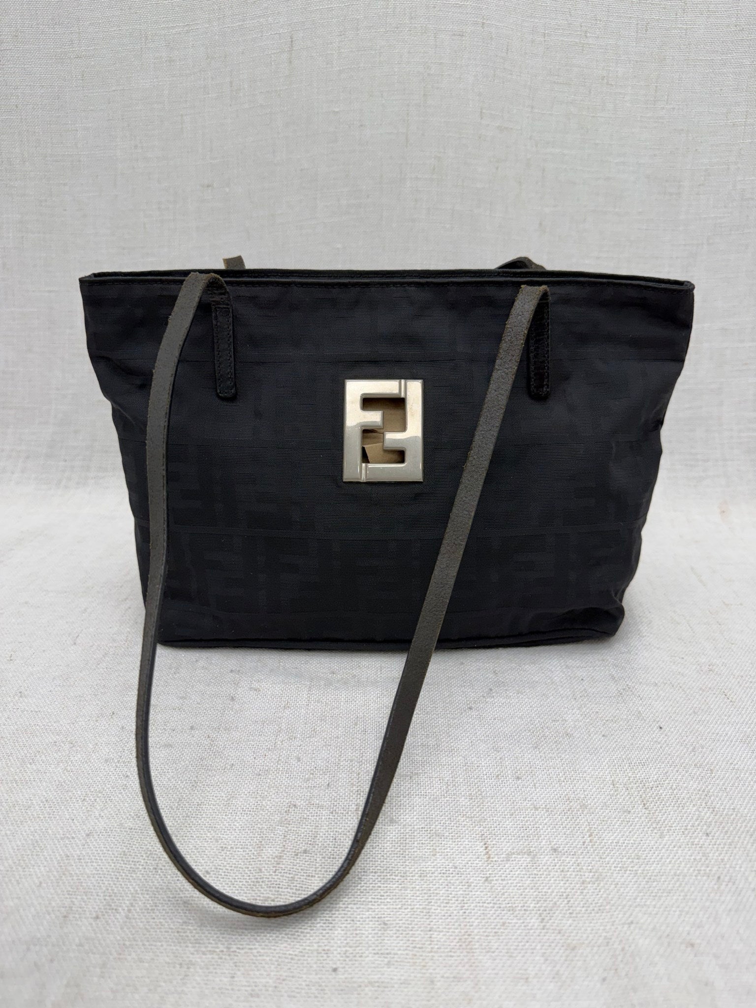 Fendi Black Zucca Canvas FF Shoulder Bag