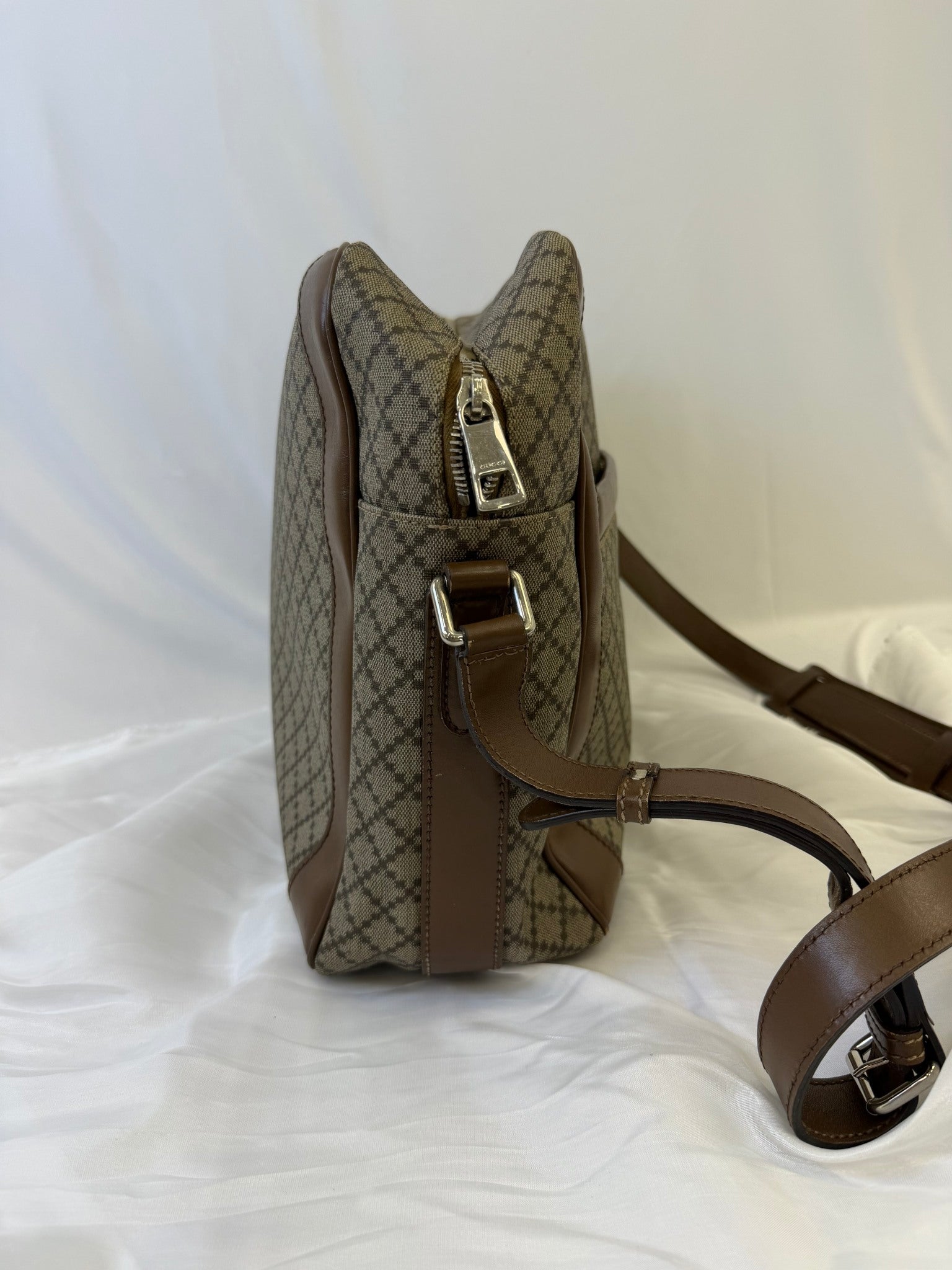 Gucci Brown Coated Canvas Laptop Bag