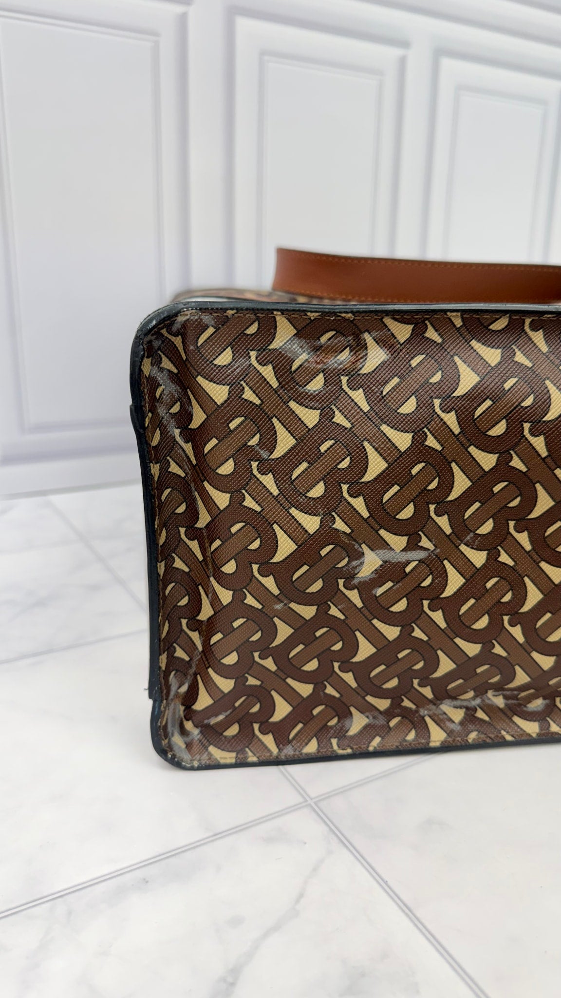 Burberry Brown Multicolor Coated Canvas Tote Bag