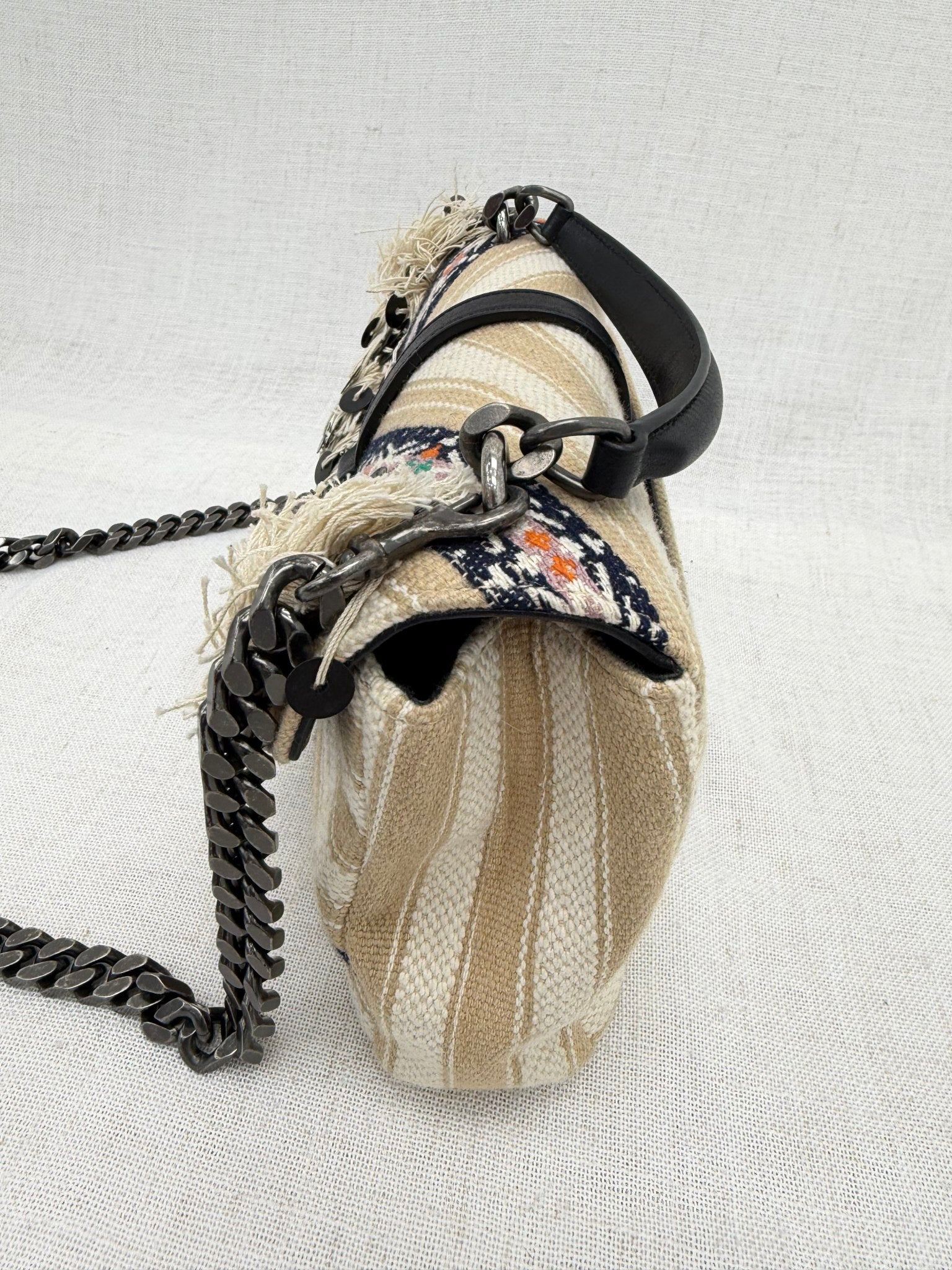 Saint Laurent YSL Limited Edition Beige Berber Canvas College Monogrammed Bag